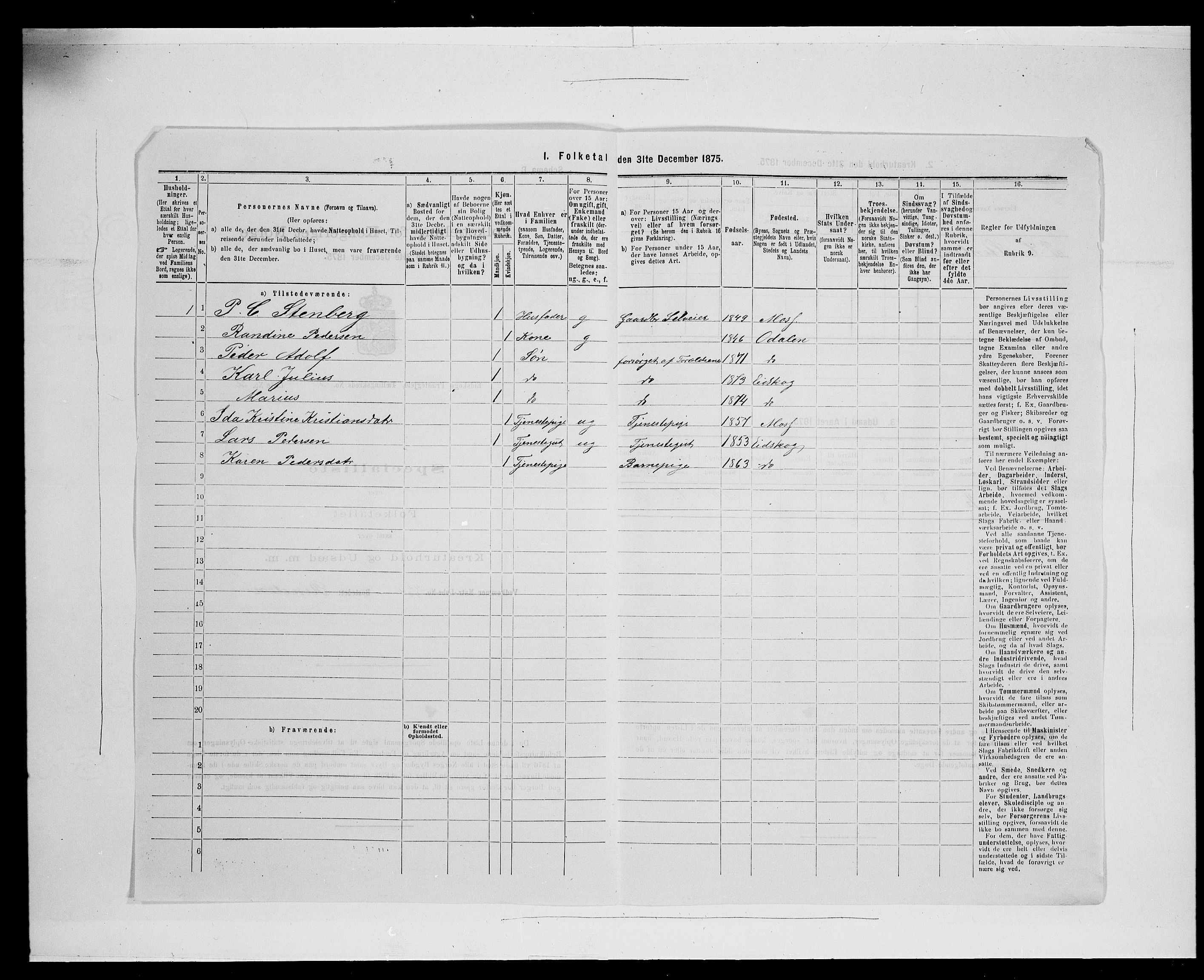 SAH, 1875 census for 0420P Eidskog, 1875, p. 844