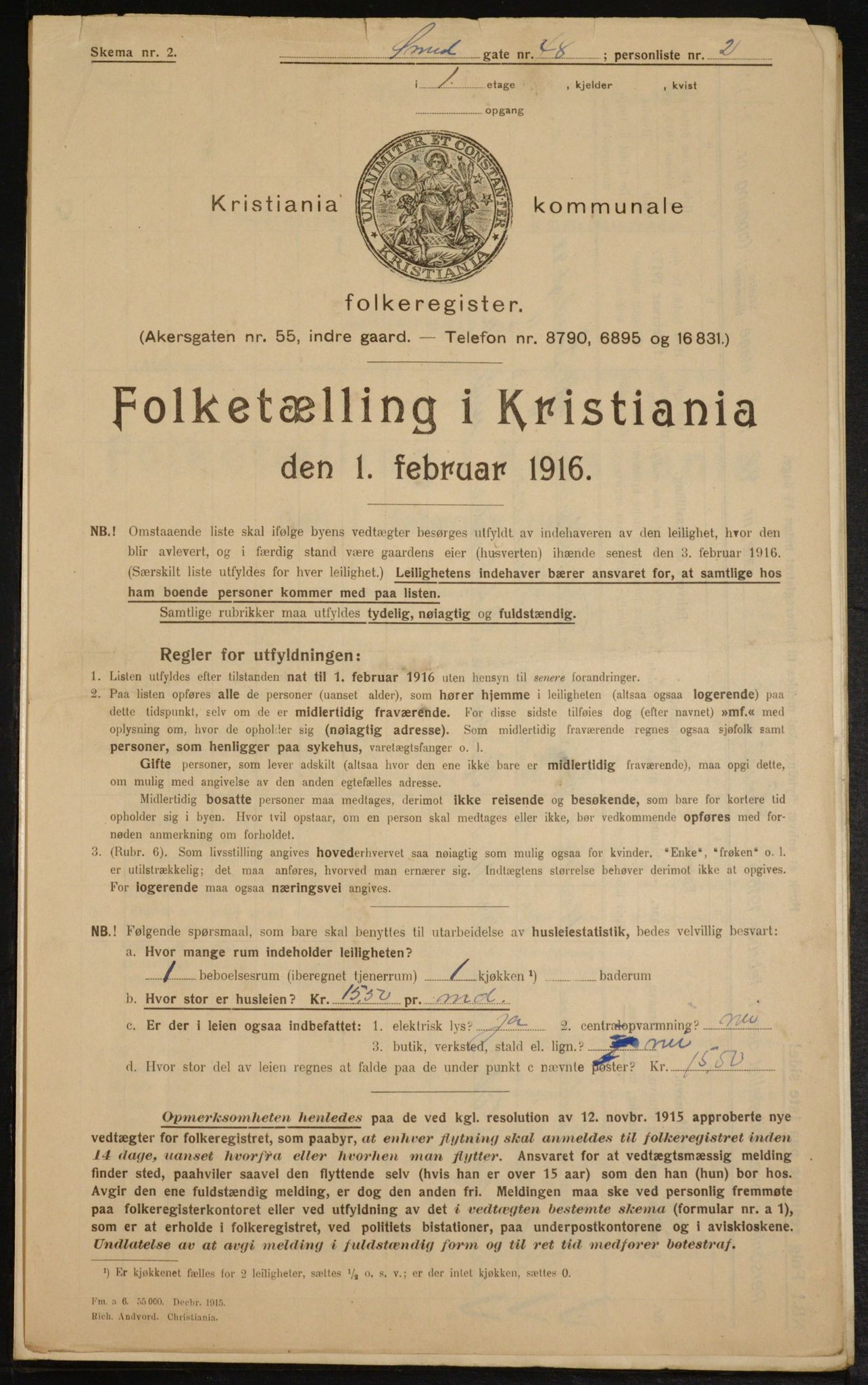 OBA, Municipal Census 1916 for Kristiania, 1916, p. 100140