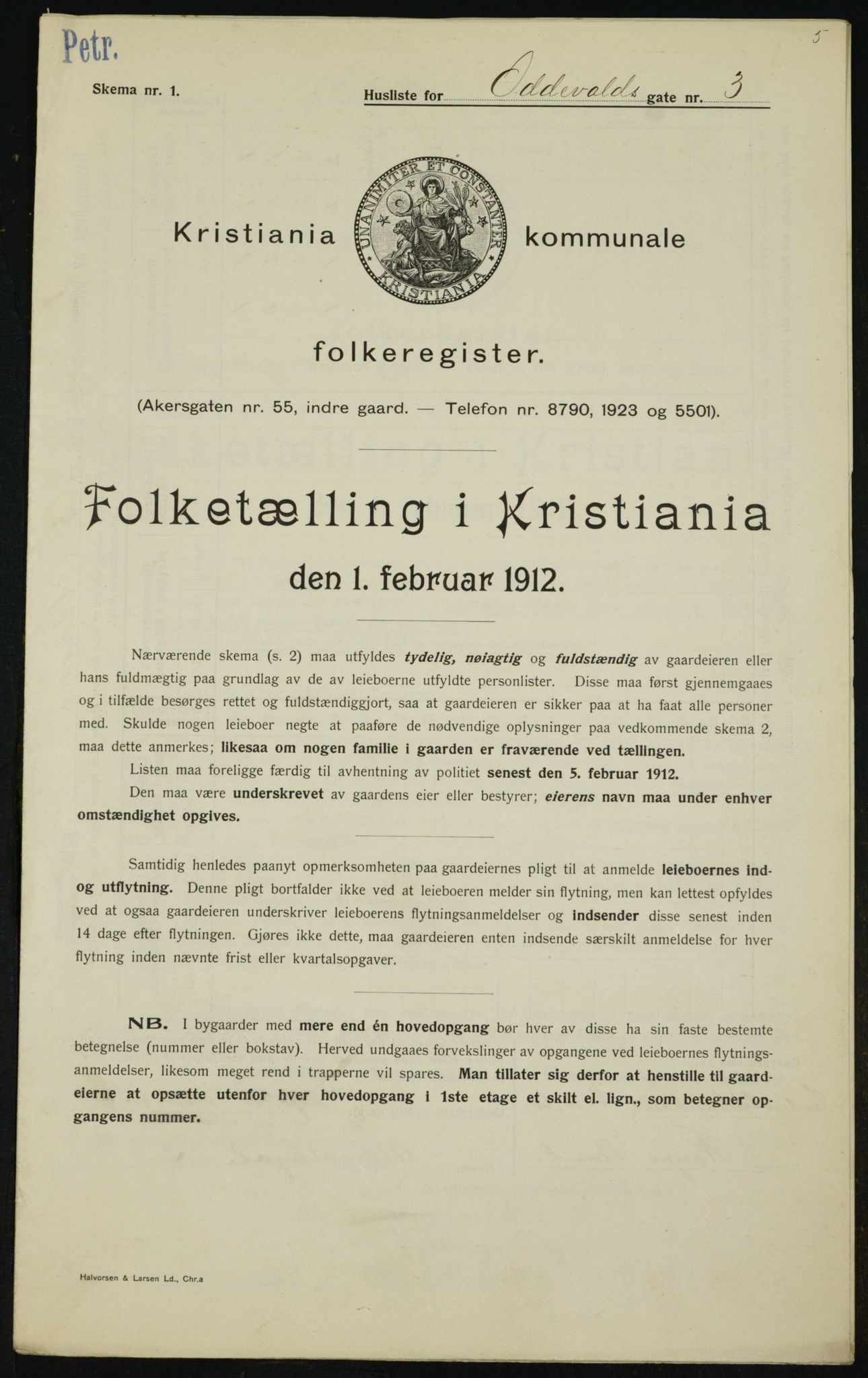 OBA, Municipal Census 1912 for Kristiania, 1912, p. 75154