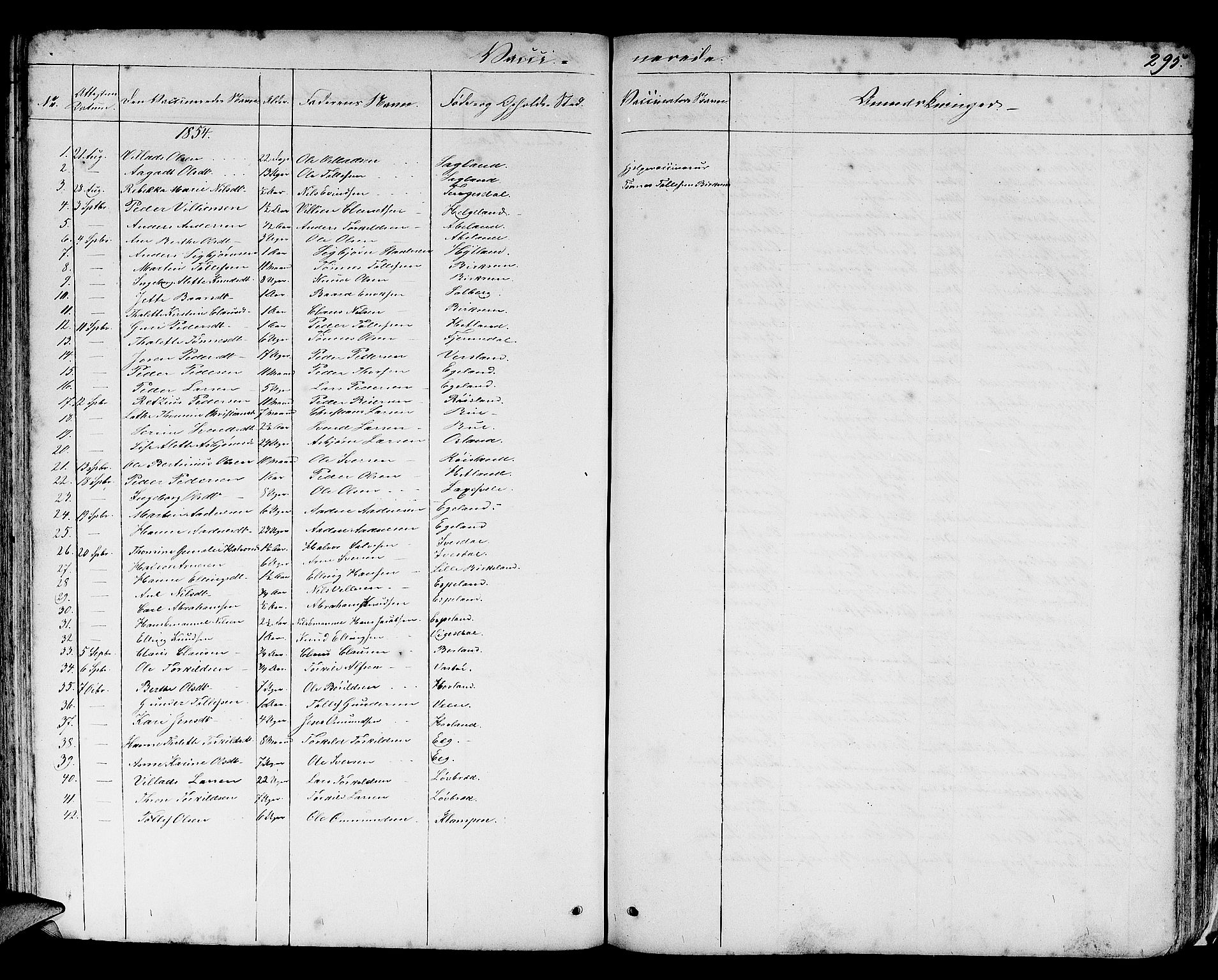 Helleland sokneprestkontor, SAST/A-101810: Parish register (copy) no. B 3, 1847-1886, p. 295