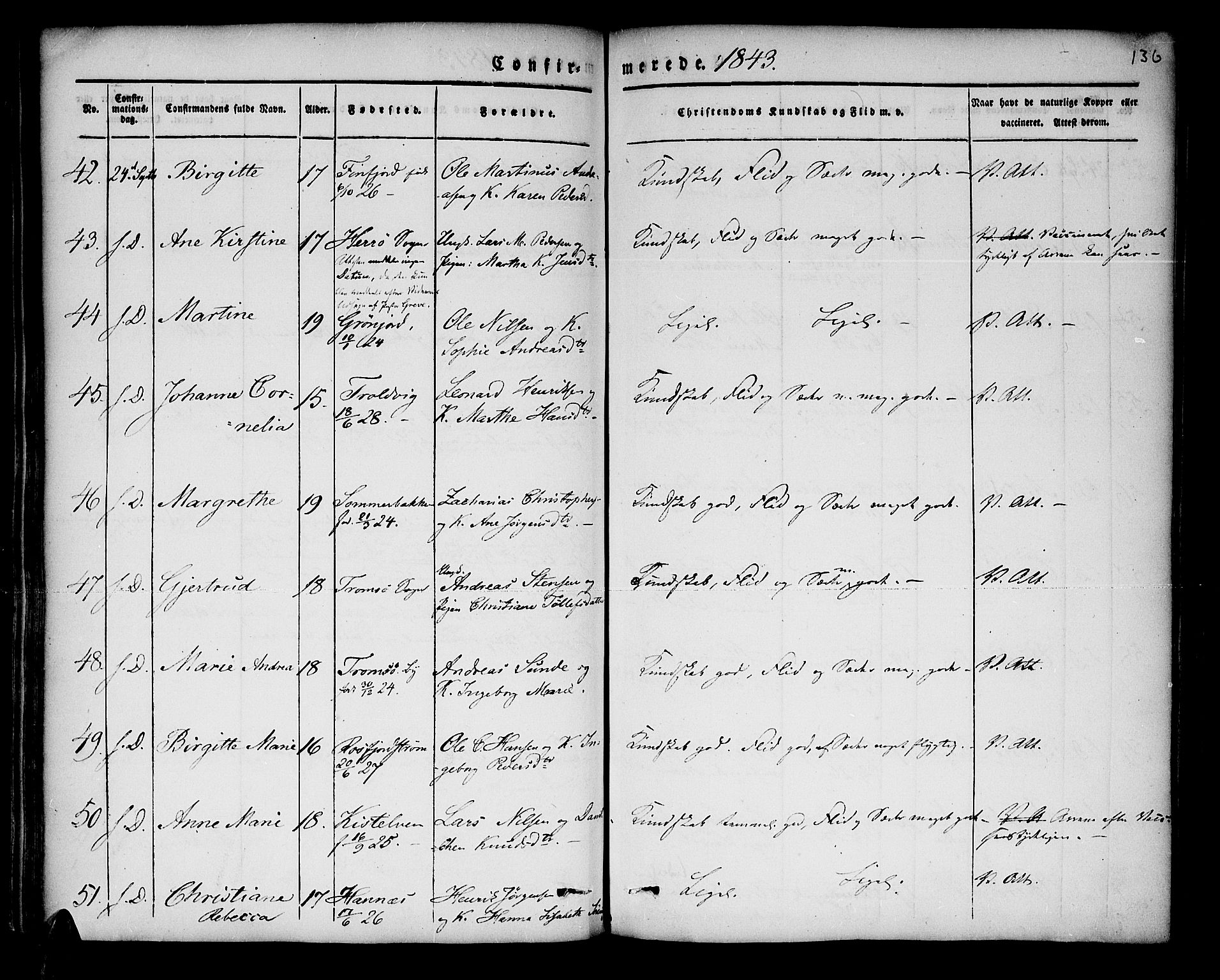 Lenvik sokneprestembete, SATØ/S-1310/H/Ha/Haa/L0004kirke: Parish register (official) no. 4, 1832-1844, p. 136