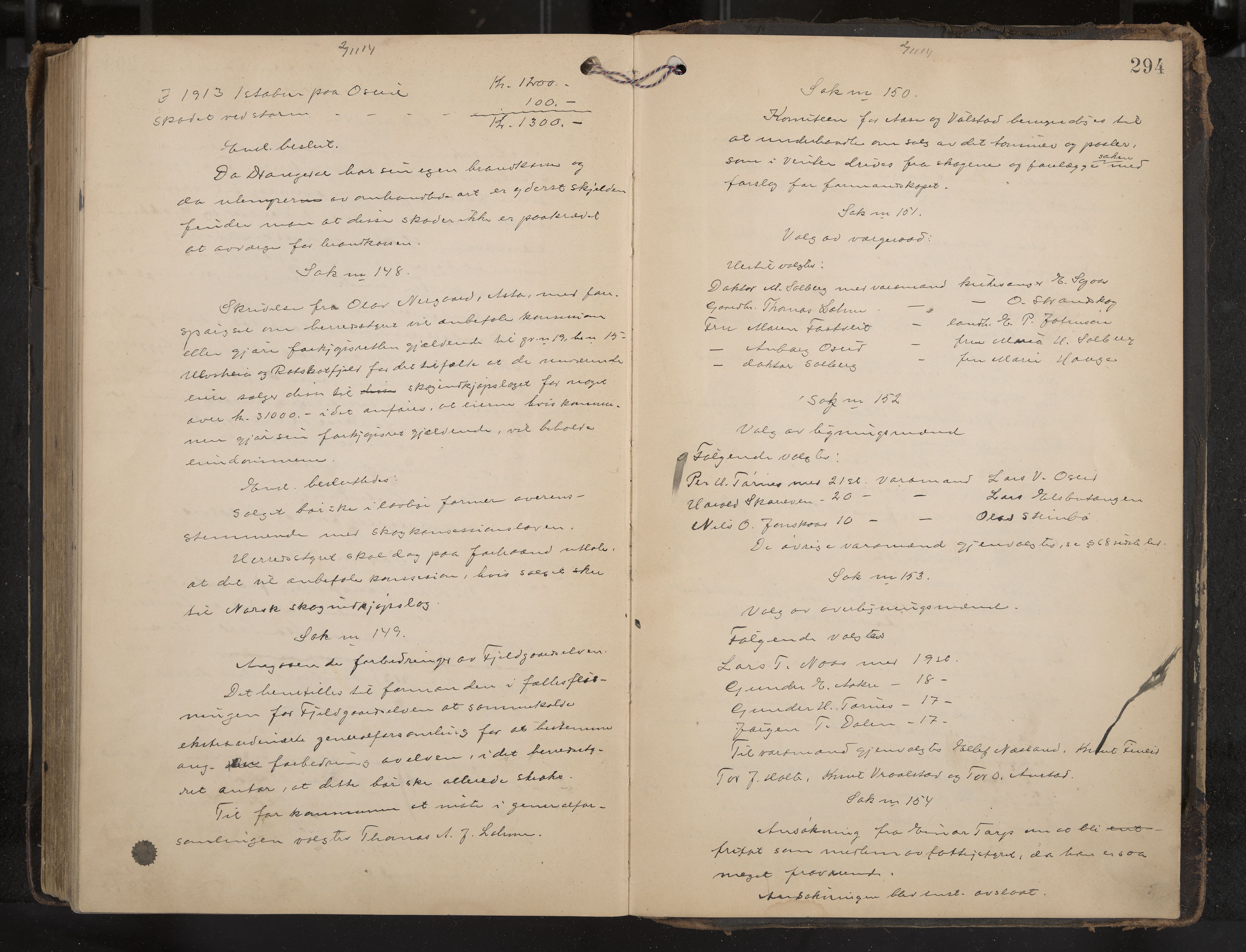 Drangedal formannskap og sentraladministrasjon, IKAK/0817021/A/L0004: Møtebok, 1907-1914, p. 294