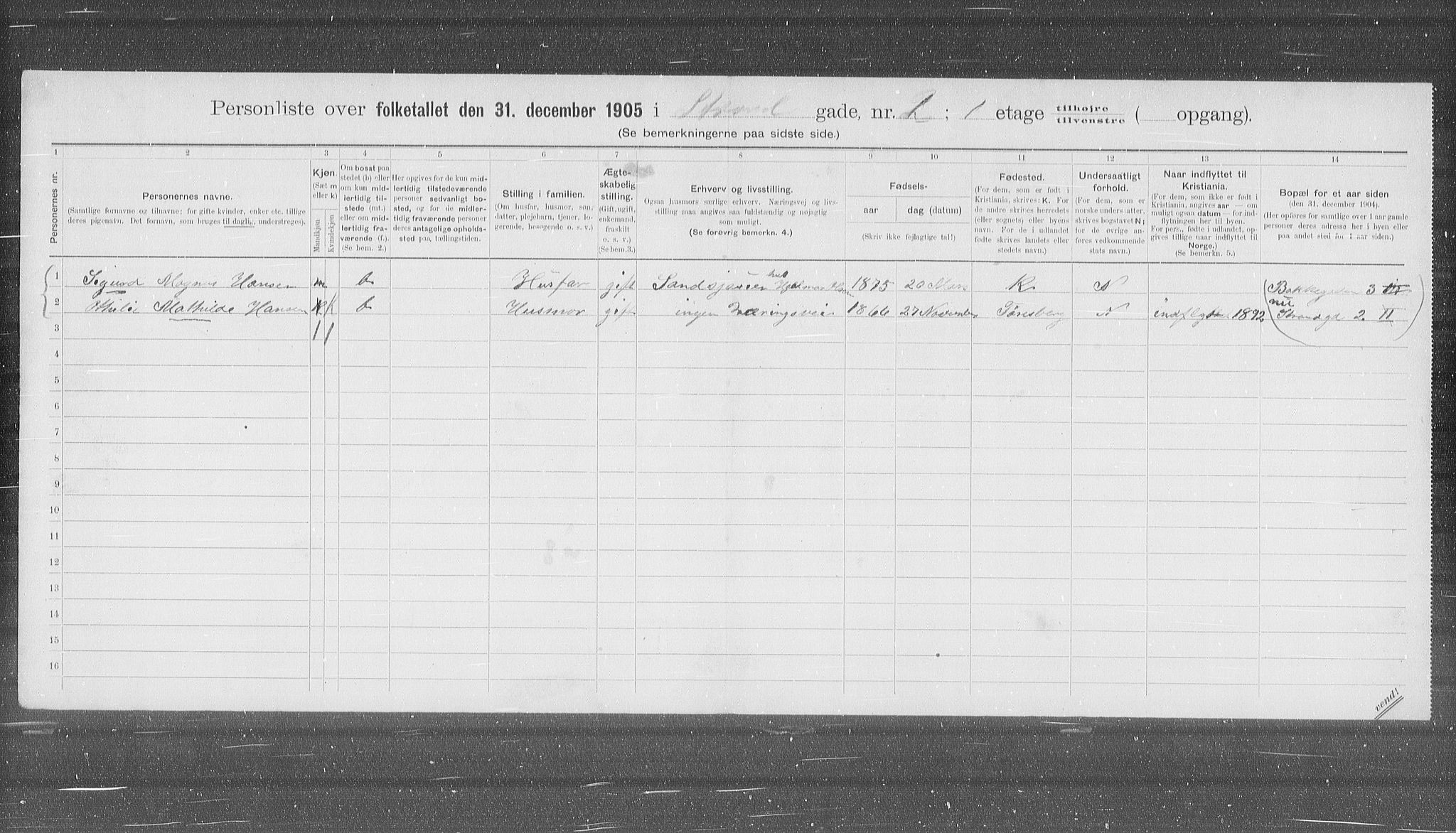 OBA, Municipal Census 1905 for Kristiania, 1905, p. 54249