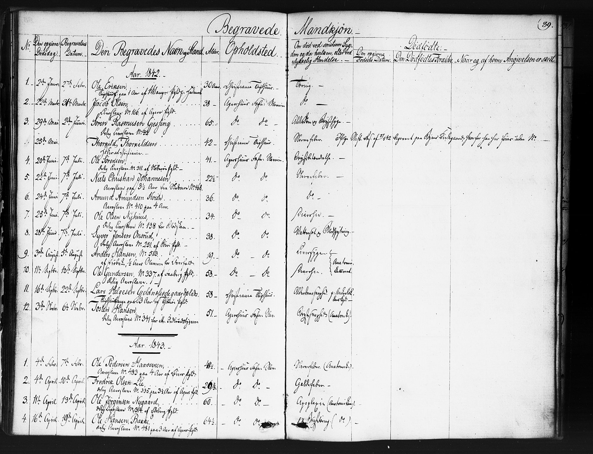 Kristiania tukthusprest Kirkebøker, SAO/A-10881/F/Fa/L0003: Parish register (official) no. 3, 1831-1865, p. 89