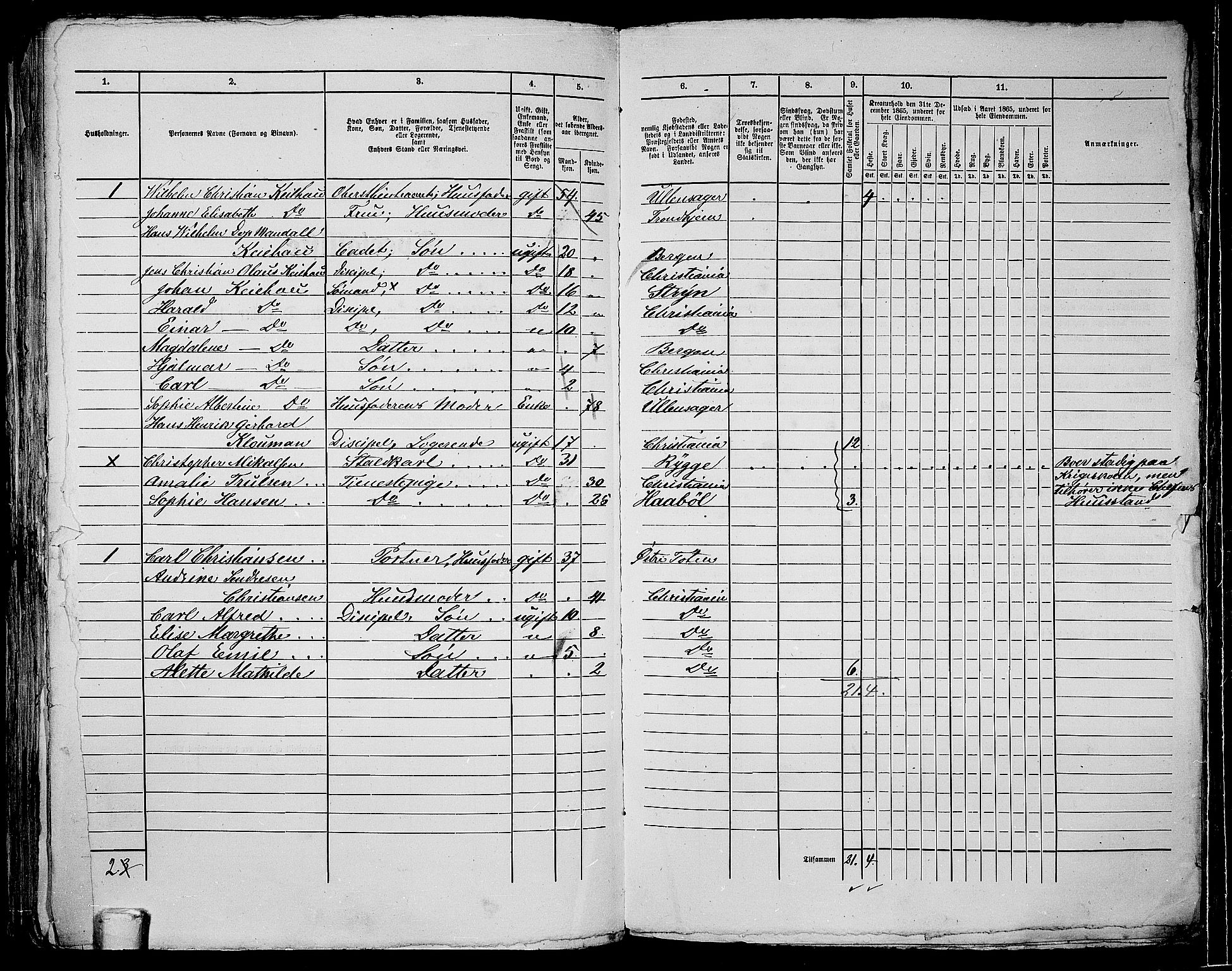 RA, 1865 census for Kristiania, 1865, p. 314