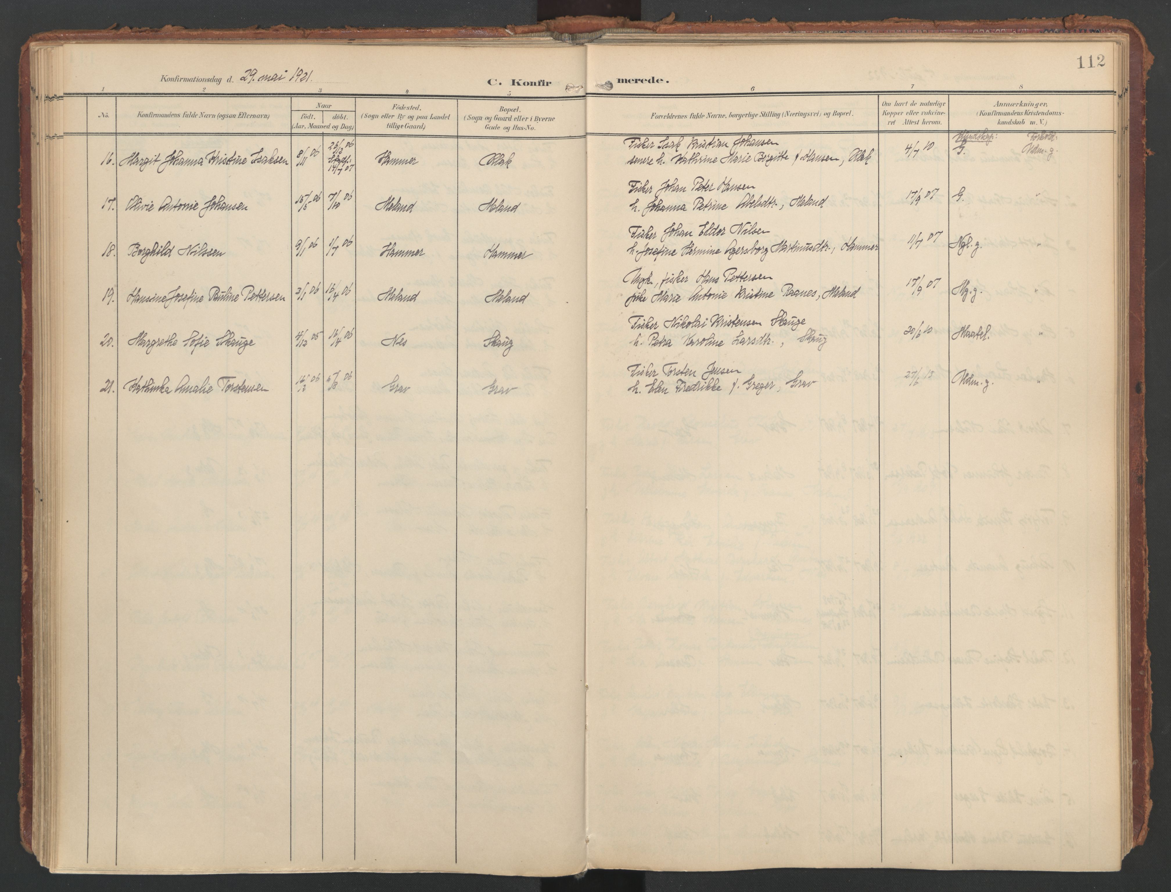 Ministerialprotokoller, klokkerbøker og fødselsregistre - Nordland, SAT/A-1459/808/L0129: Parish register (official) no. 808A02, 1903-1931, p. 112