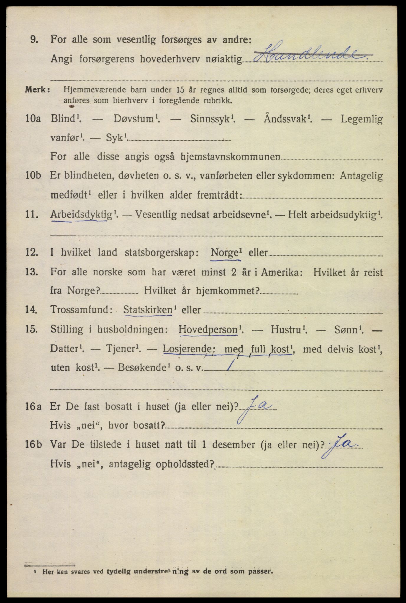 SAK, 1920 census for Oddernes, 1920, p. 9636