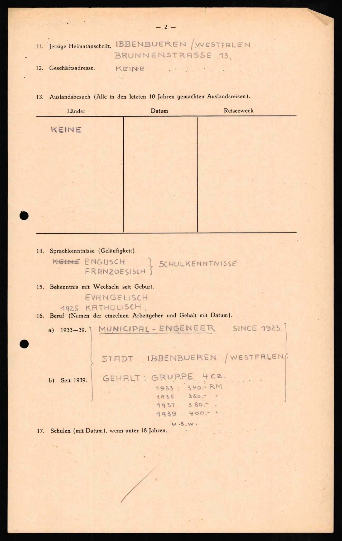 Forsvaret, Forsvarets overkommando II, AV/RA-RAFA-3915/D/Db/L0009: CI Questionaires. Tyske okkupasjonsstyrker i Norge. Tyskere., 1945-1946, p. 341