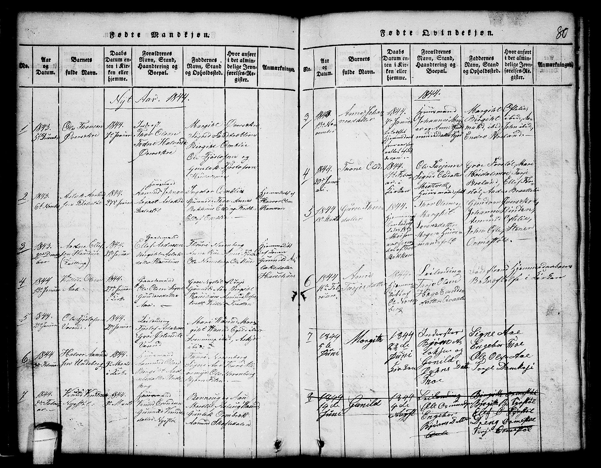 Lårdal kirkebøker, SAKO/A-284/G/Gc/L0001: Parish register (copy) no. III 1, 1815-1854, p. 80