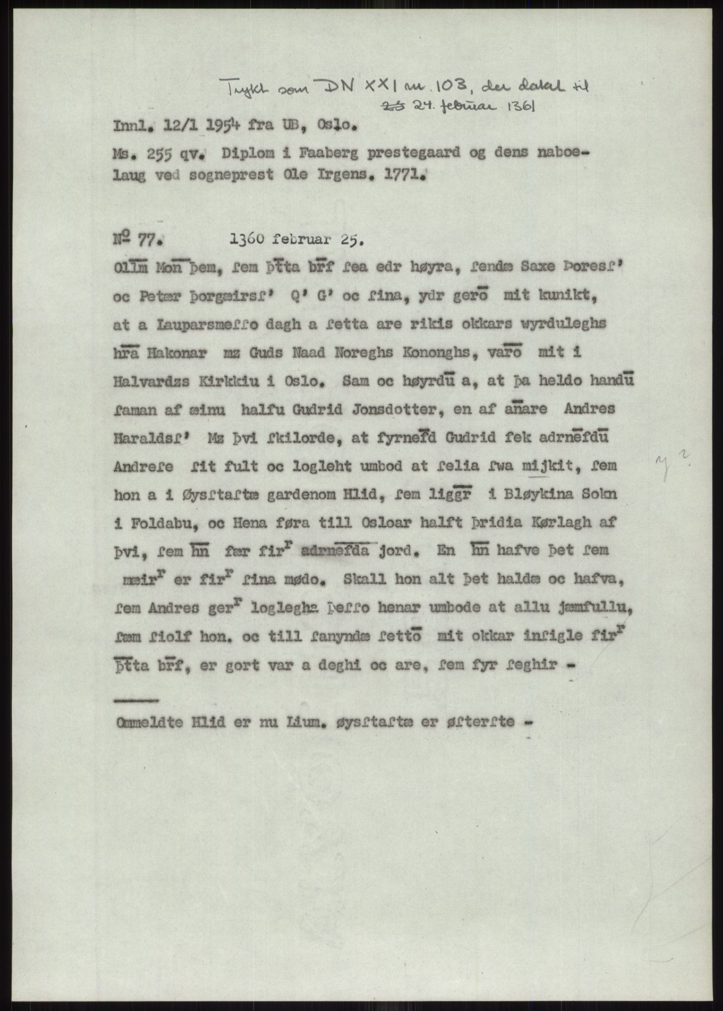 Samlinger til kildeutgivelse, Diplomavskriftsamlingen, AV/RA-EA-4053/H/Ha, p. 449