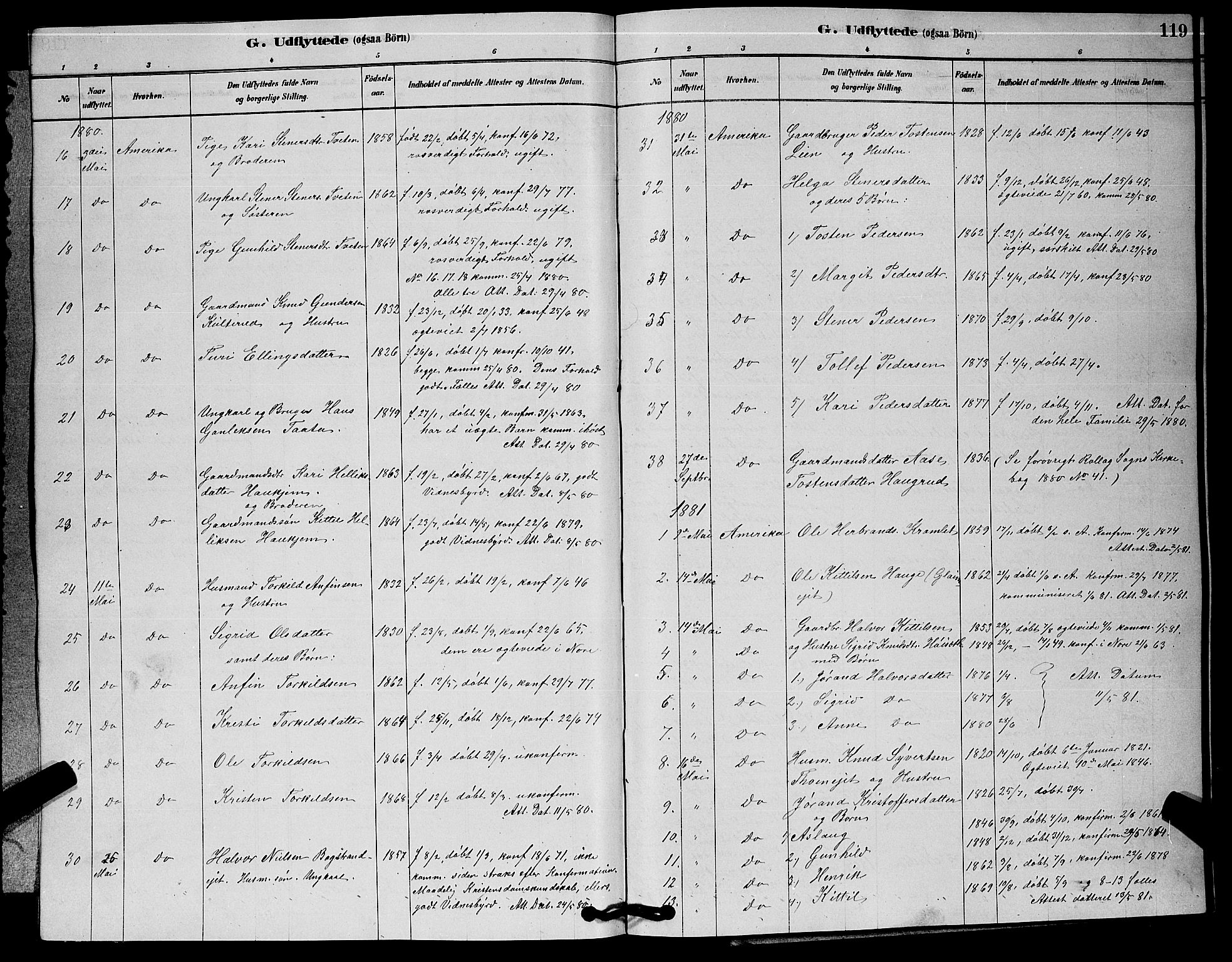 Rollag kirkebøker, SAKO/A-240/G/Gb/L0002: Parish register (copy) no. II 2, 1878-1898, p. 119