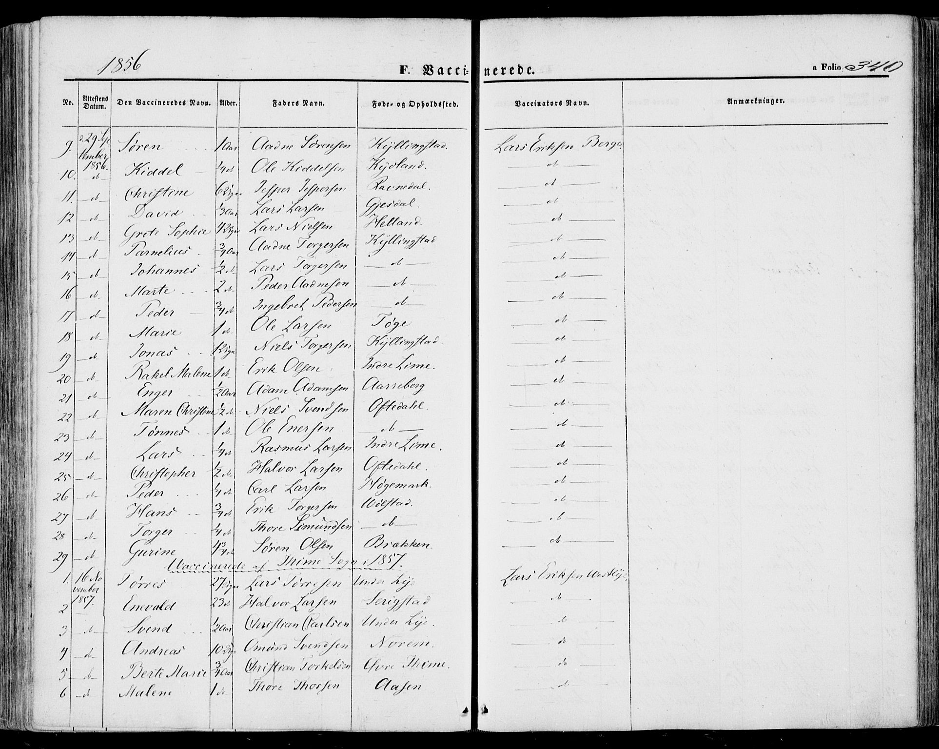 Lye sokneprestkontor, SAST/A-101794/001/30BA/L0007: Parish register (official) no. A 6, 1856-1871, p. 340