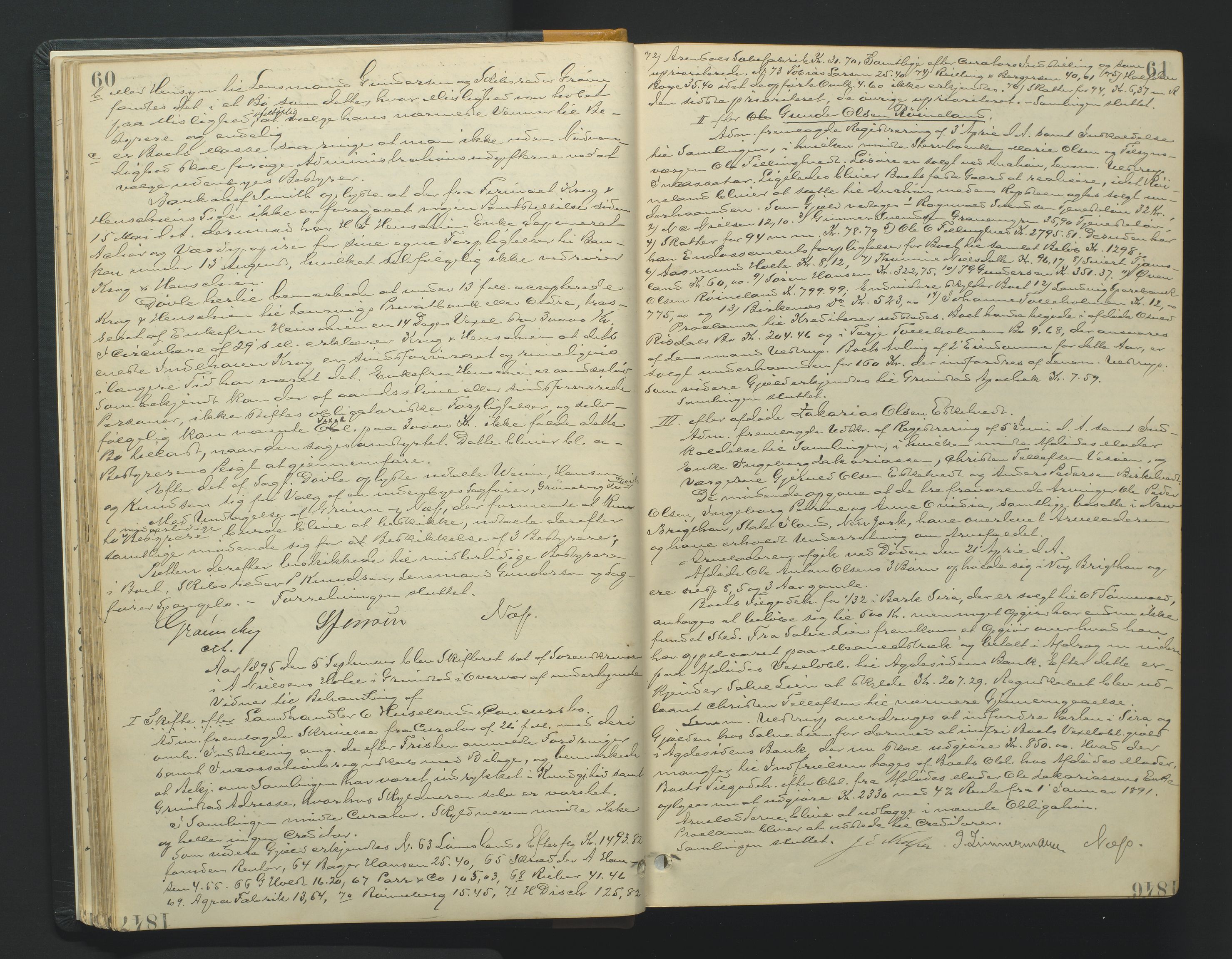 Vestre Nedenes/Sand sorenskriveri, AV/SAK-1221-0010/H/Hc/L0007: Skifteforhandlingsprotokoll nr. 5, 1894-1916, p. 60-61