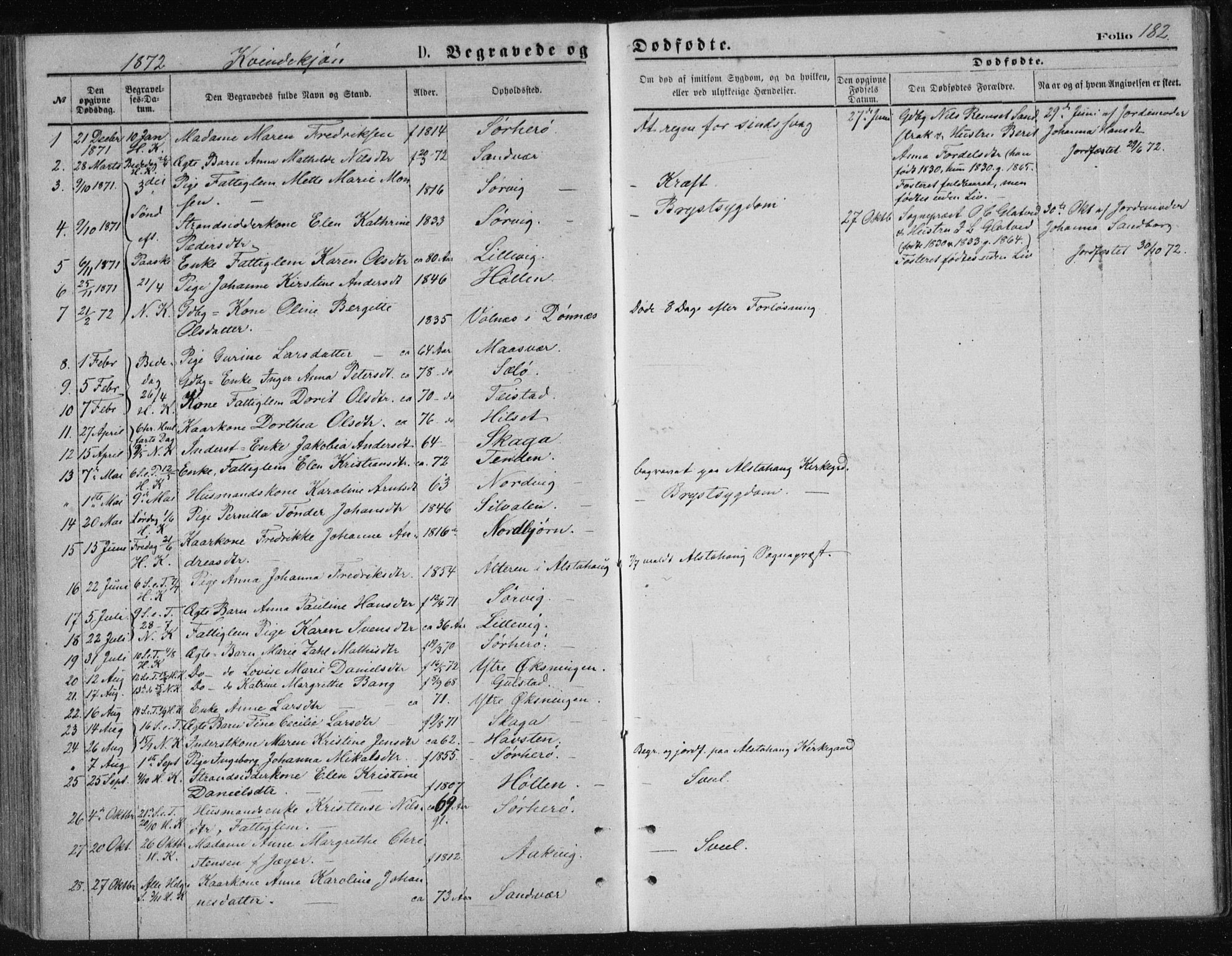 Ministerialprotokoller, klokkerbøker og fødselsregistre - Nordland, SAT/A-1459/834/L0506: Parish register (official) no. 834A04, 1872-1878, p. 182
