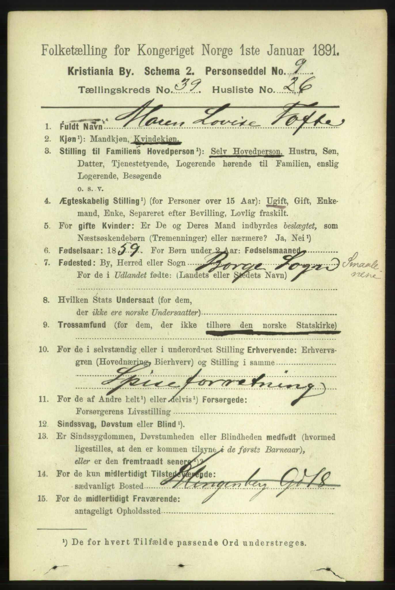RA, 1891 census for 0301 Kristiania, 1891, p. 22492