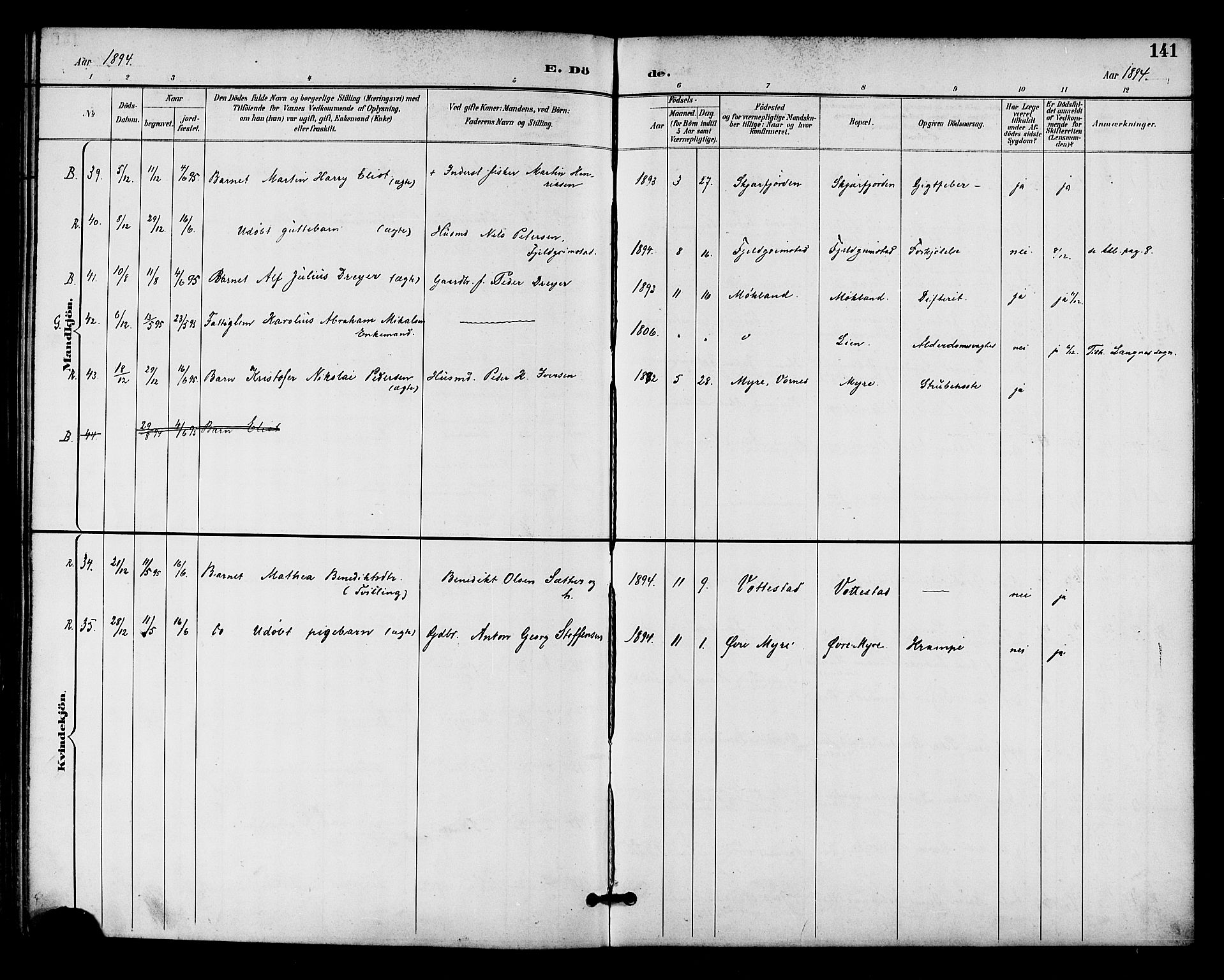 Ministerialprotokoller, klokkerbøker og fødselsregistre - Nordland, AV/SAT-A-1459/893/L1338: Parish register (official) no. 893A10, 1894-1903, p. 141