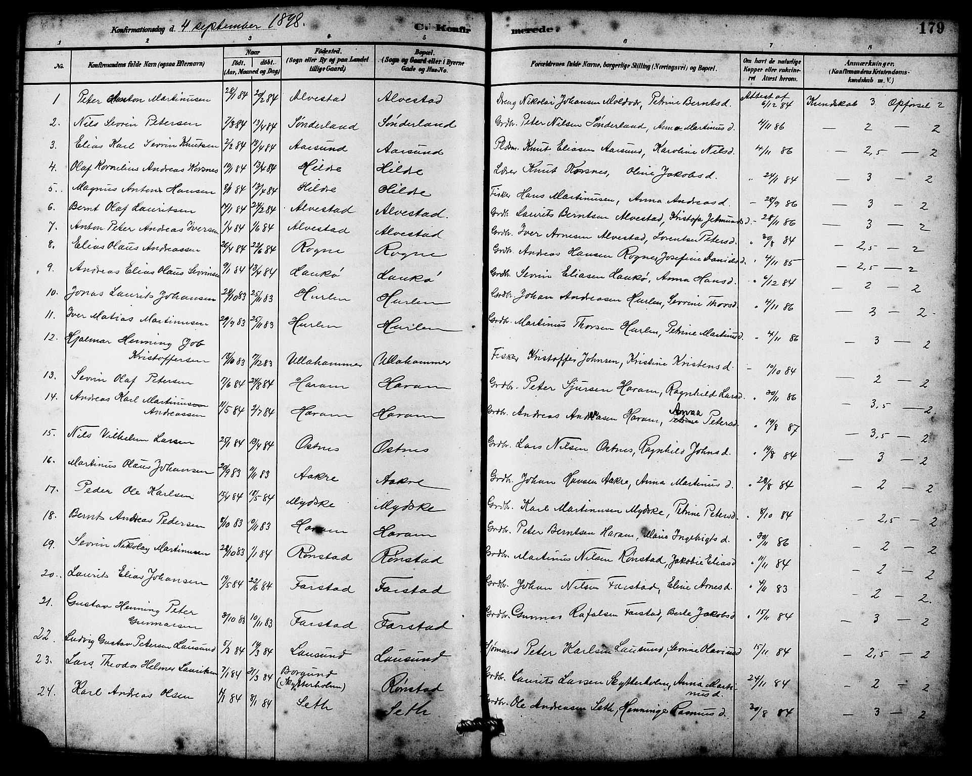 Ministerialprotokoller, klokkerbøker og fødselsregistre - Møre og Romsdal, AV/SAT-A-1454/536/L0510: Parish register (copy) no. 536C05, 1881-1898, p. 179
