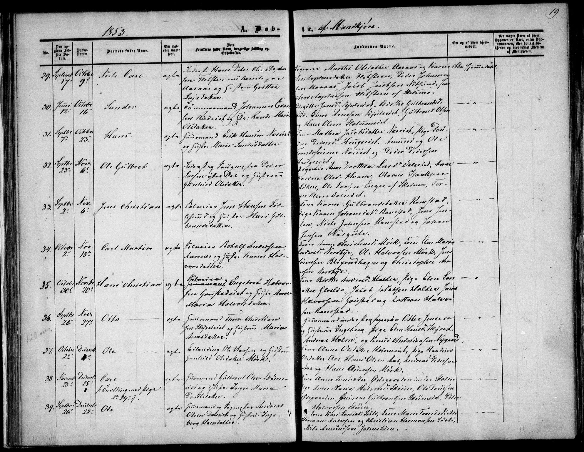 Nittedal prestekontor Kirkebøker, SAO/A-10365a/F/Fa/L0005: Parish register (official) no. I 5, 1850-1862, p. 19