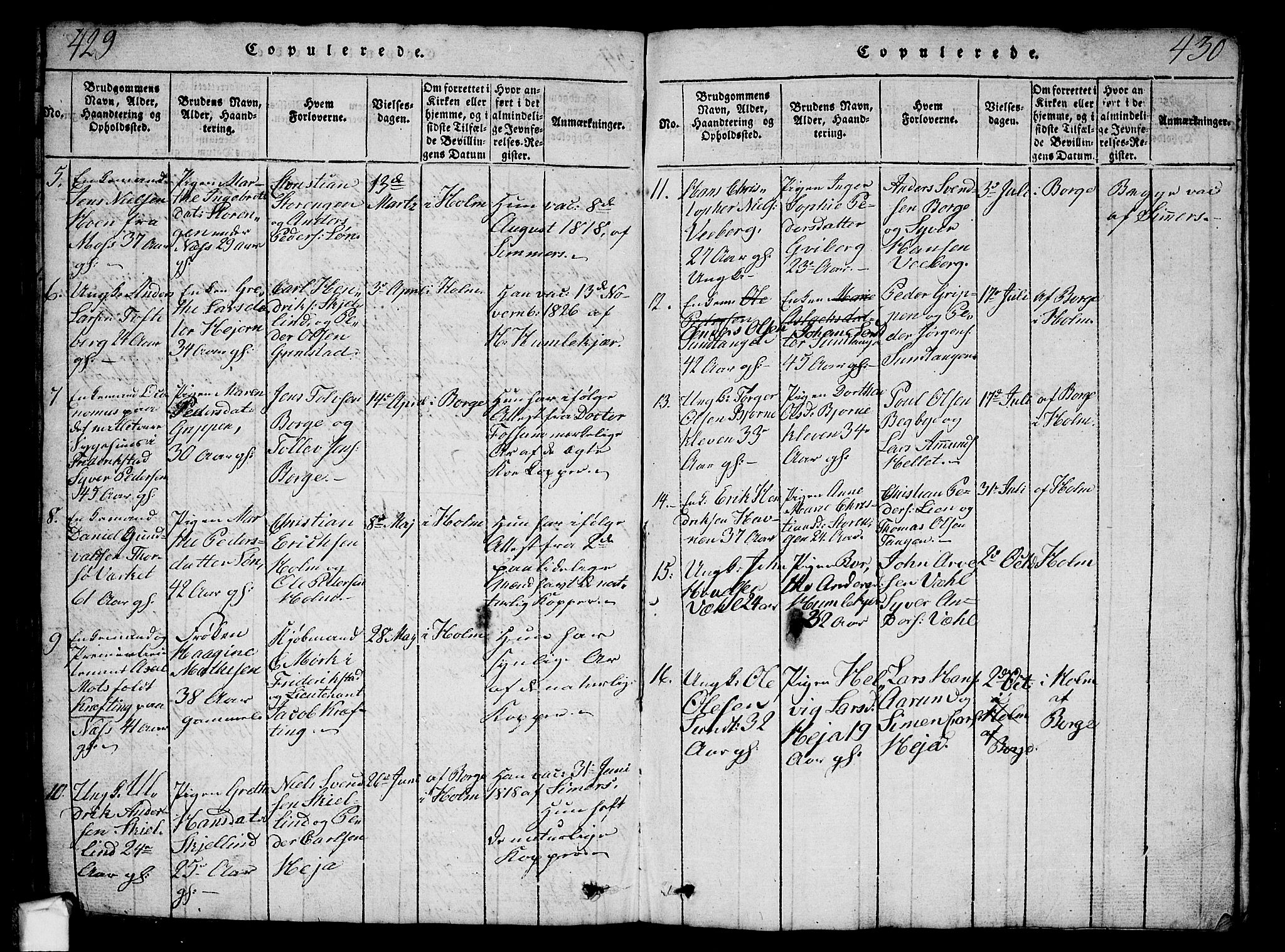 Borge prestekontor Kirkebøker, AV/SAO-A-10903/G/Ga/L0001: Parish register (copy) no.  I 1, 1815-1835, p. 429-430