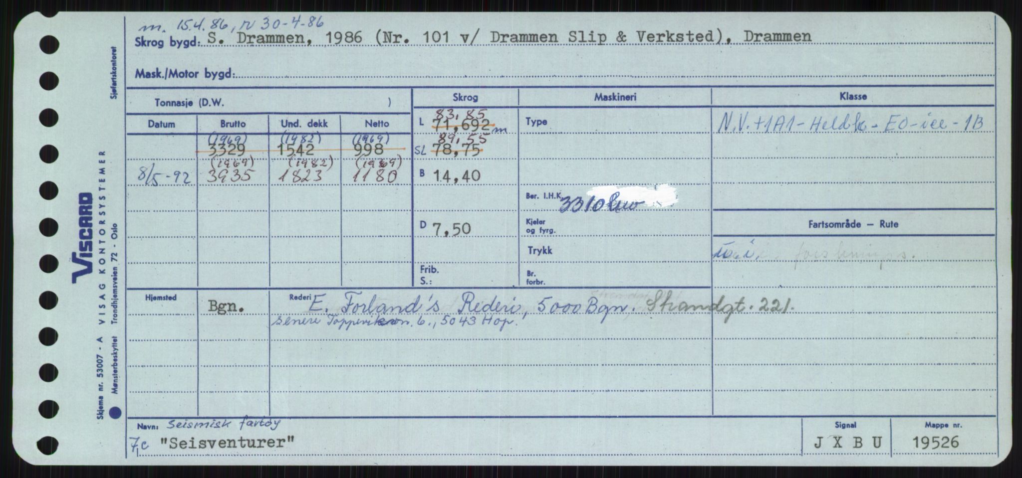 Sjøfartsdirektoratet med forløpere, Skipsmålingen, RA/S-1627/H/Ha/L0005/0001: Fartøy, S-Sven / Fartøy, S-Skji, p. 291