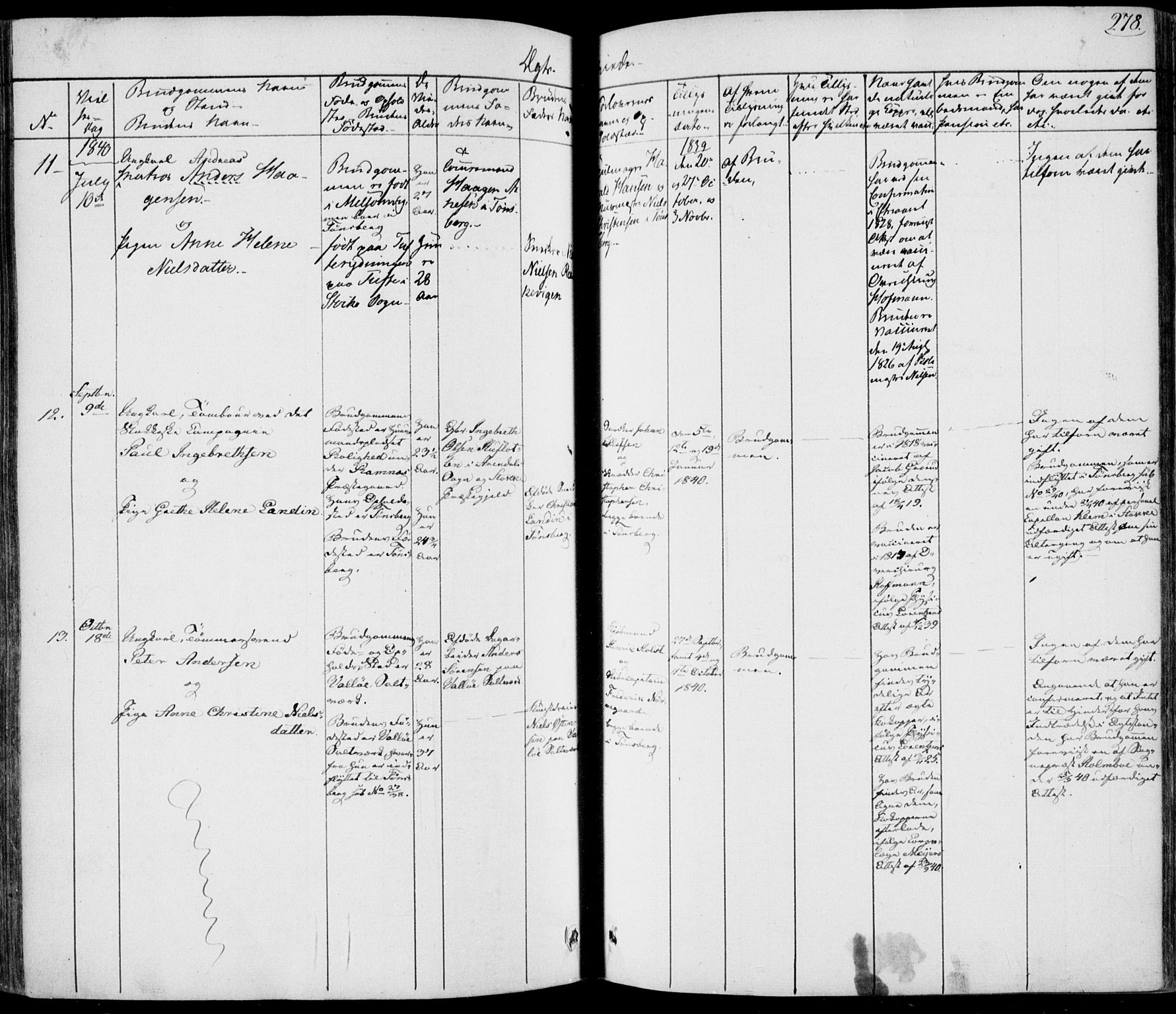 Tønsberg kirkebøker, AV/SAKO-A-330/F/Fa/L0006: Parish register (official) no. I 6, 1836-1844, p. 278