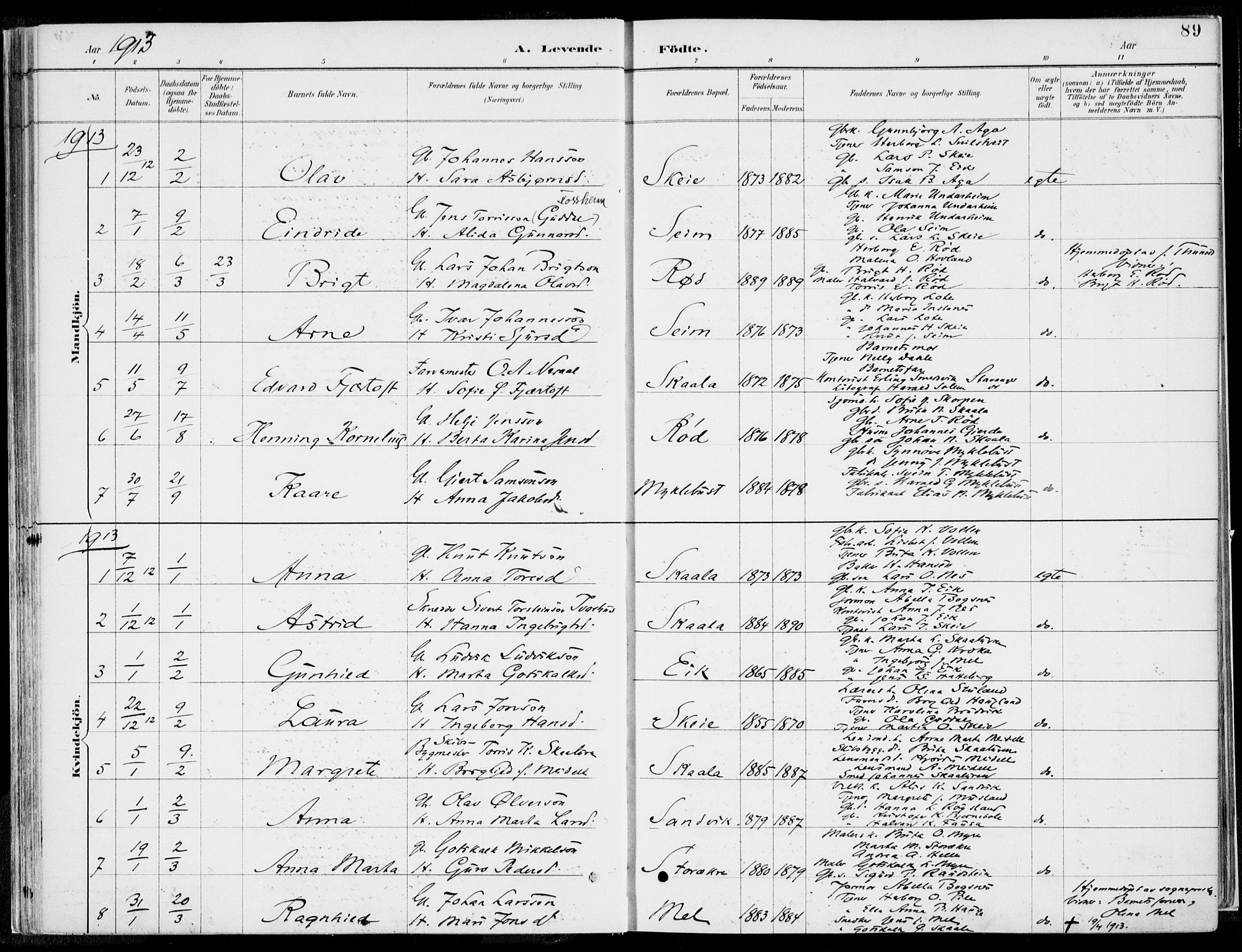 Kvinnherad sokneprestembete, SAB/A-76401/H/Haa: Parish register (official) no. B  1, 1887-1921, p. 89