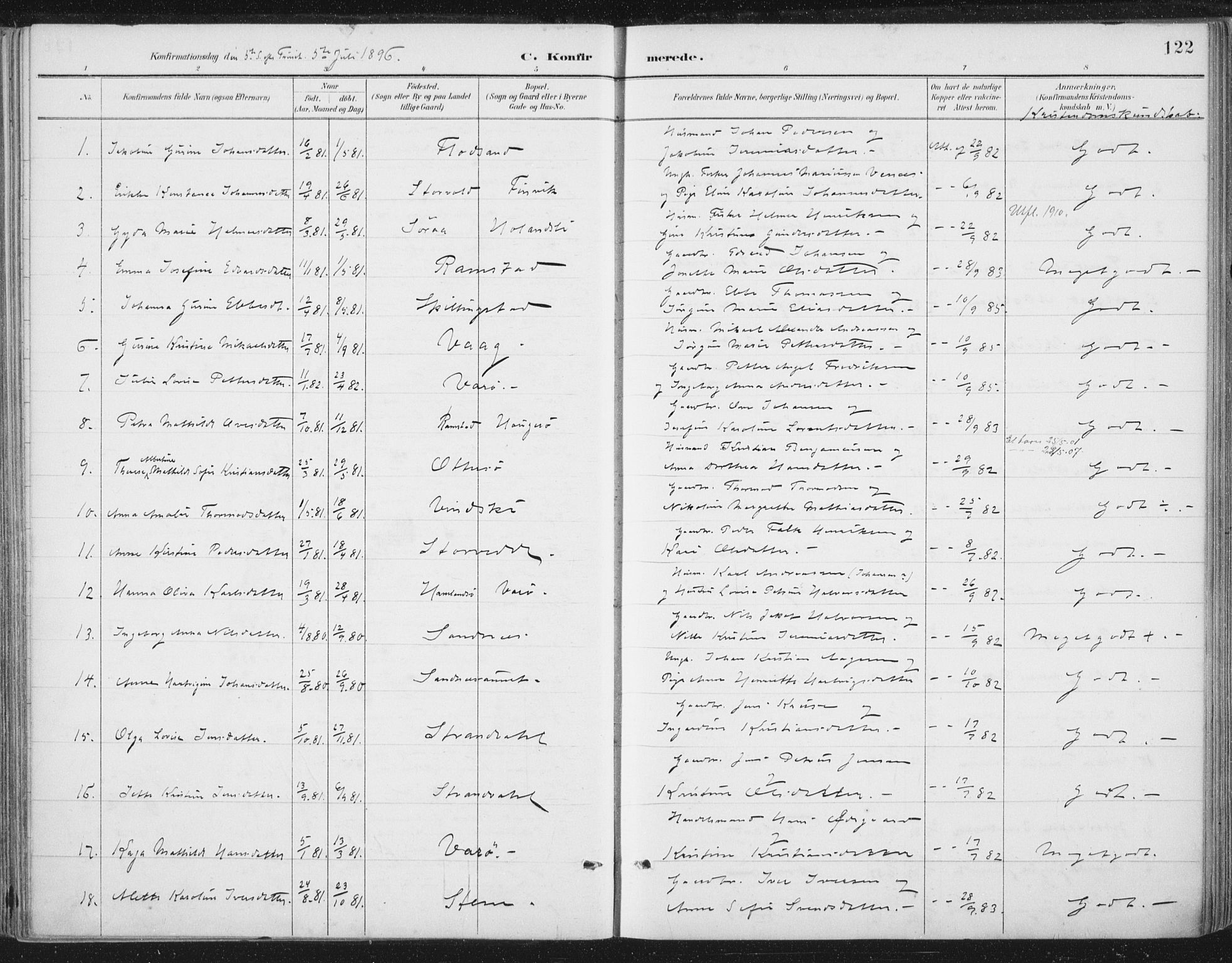 Ministerialprotokoller, klokkerbøker og fødselsregistre - Nord-Trøndelag, SAT/A-1458/784/L0673: Parish register (official) no. 784A08, 1888-1899, p. 122