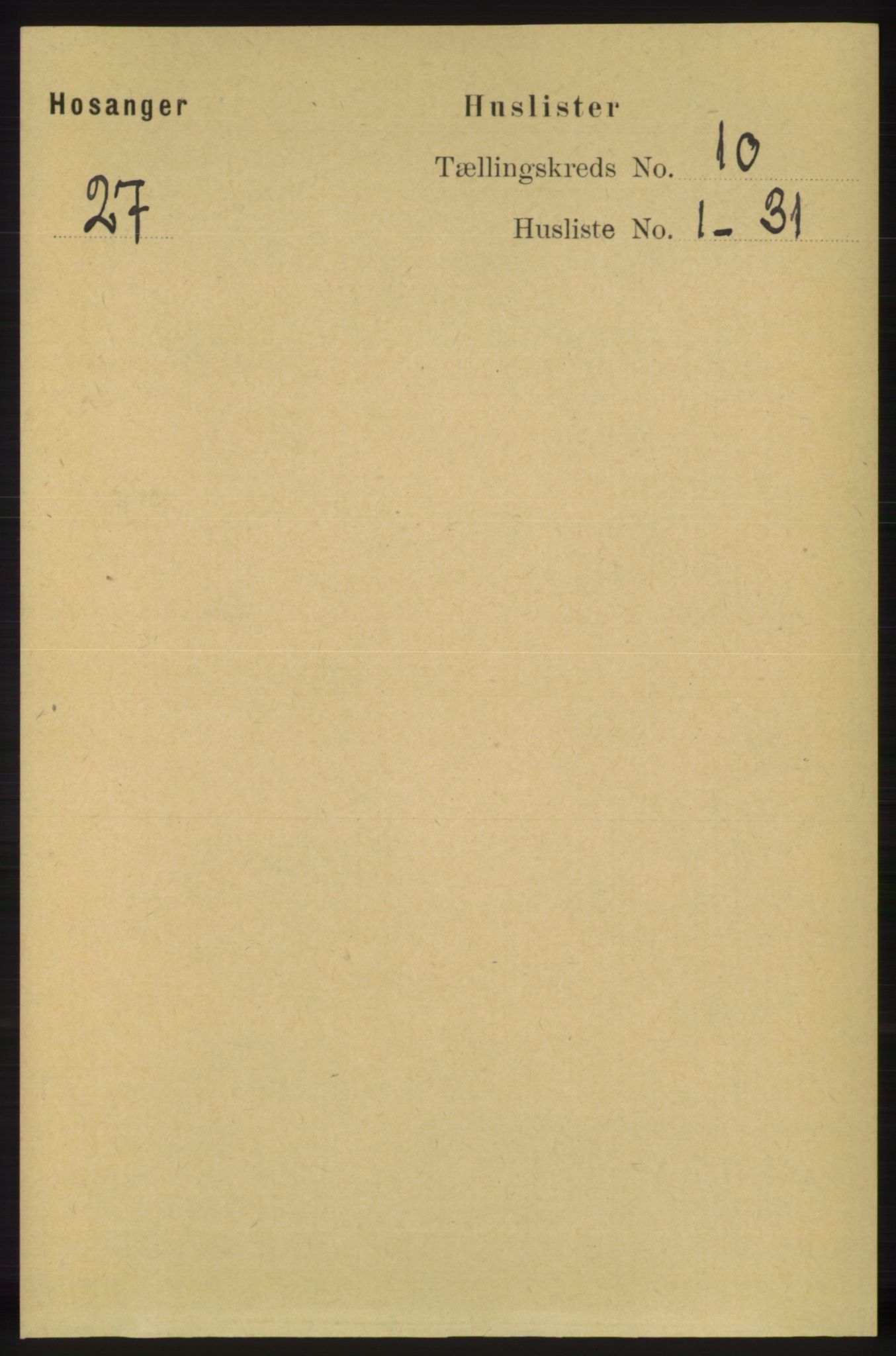RA, 1891 census for 1253 Hosanger, 1891, p. 3425
