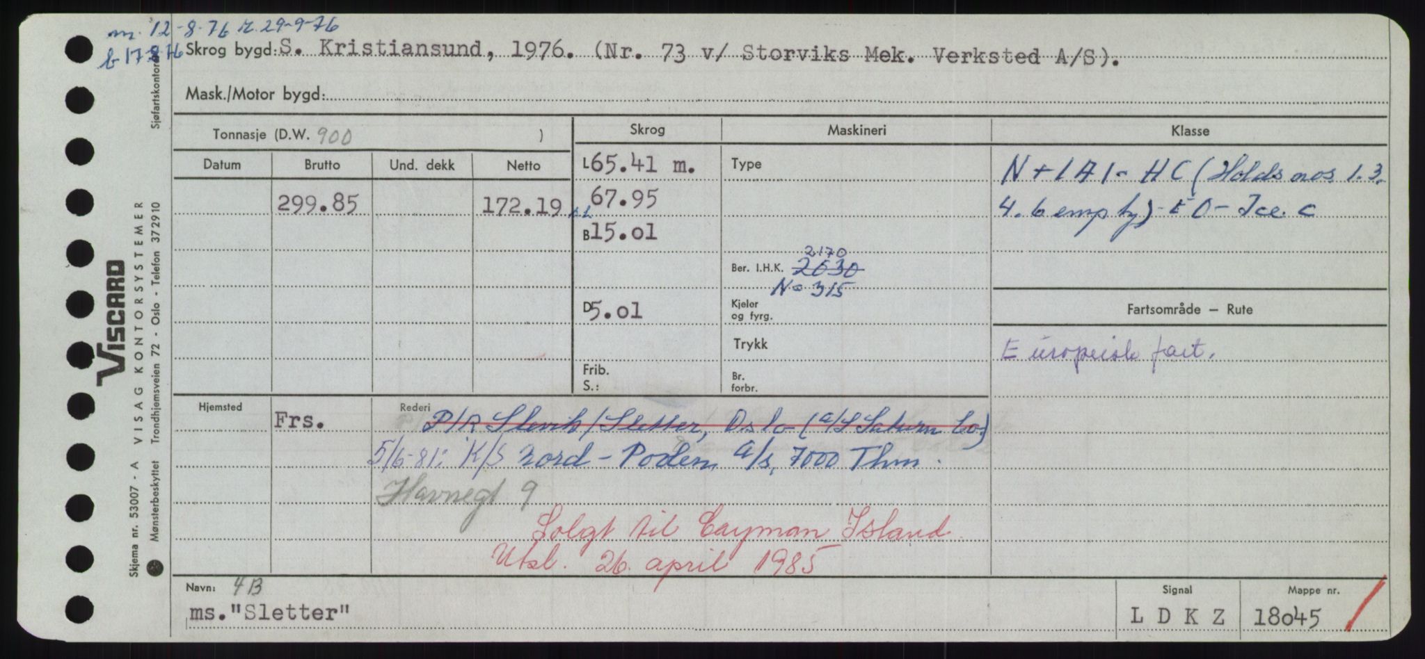 Sjøfartsdirektoratet med forløpere, Skipsmålingen, RA/S-1627/H/Hd/L0034: Fartøy, Sk-Slå, p. 449