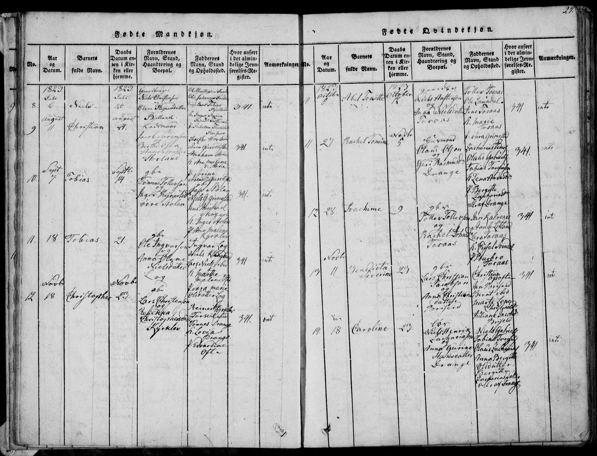 Herad sokneprestkontor, AV/SAK-1111-0018/F/Fa/Faa/L0003: Parish register (official) no. A 3, 1816-1844, p. 24