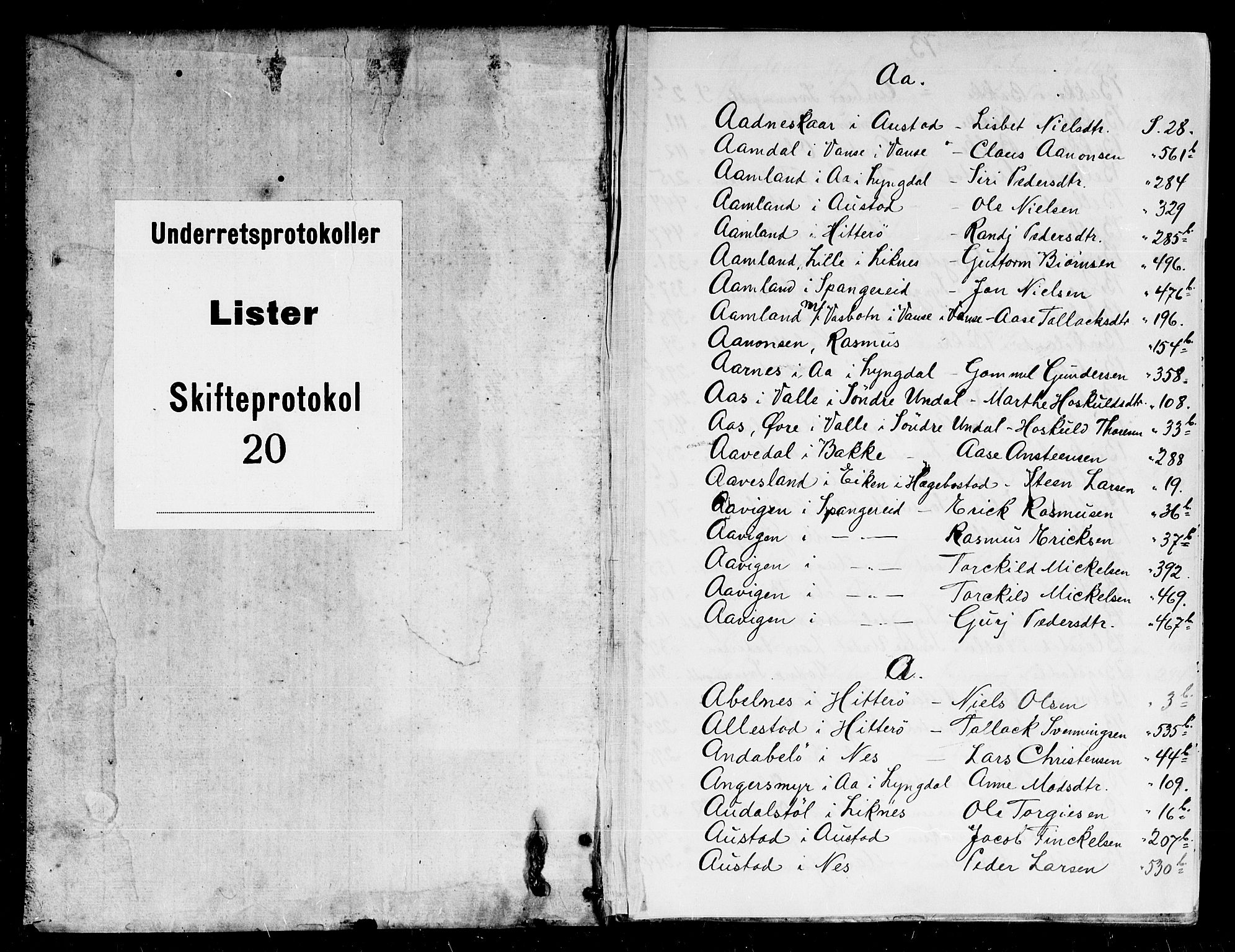 Lister sorenskriveri, AV/SAK-1221-0003/H/Hc/L0020: Skifteprotokoll nr 20 med register, 1725-1729