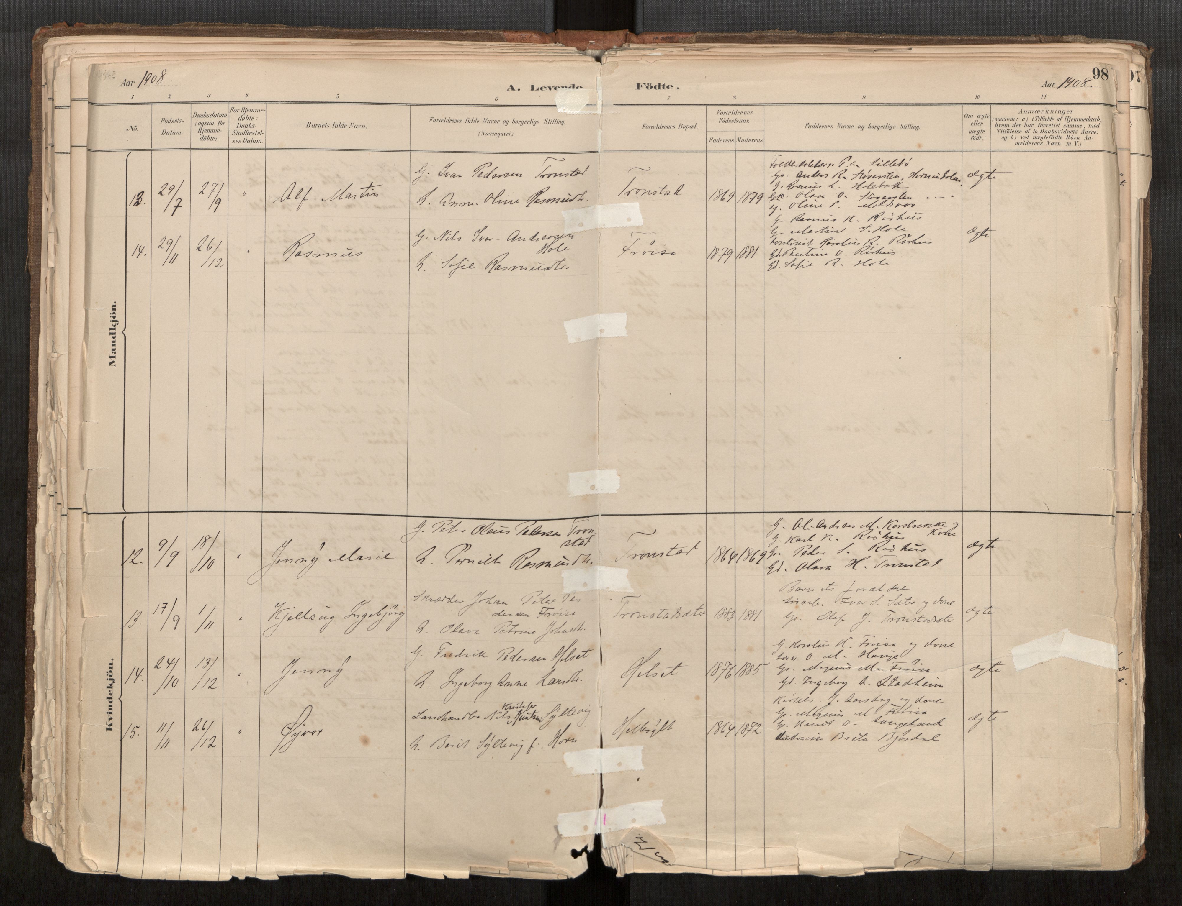 Sunnylven sokneprestkontor, AV/SAT-A-1007: Parish register (official) no. 517A08, 1882-1939, p. 98