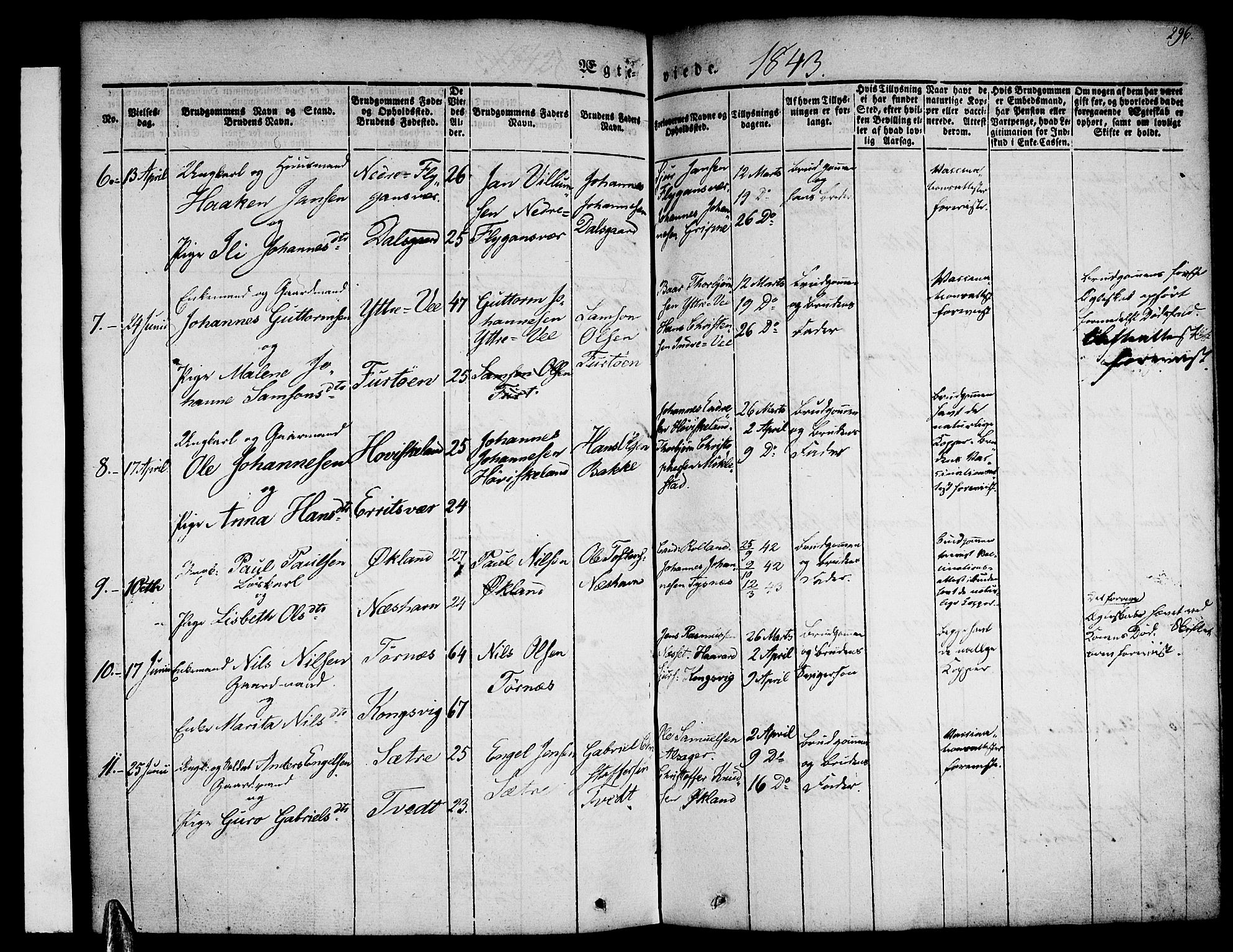 Tysnes sokneprestembete, AV/SAB-A-78601/H/Haa: Parish register (official) no. A 9, 1837-1848, p. 296