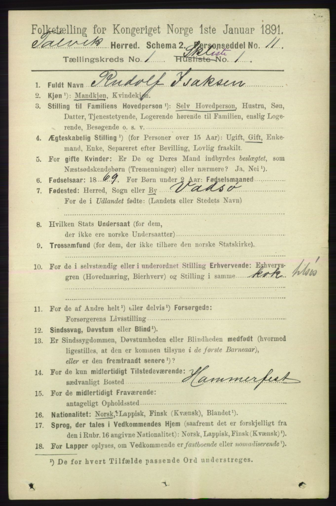 RA, 1891 census for 2013 Talvik, 1891, p. 501