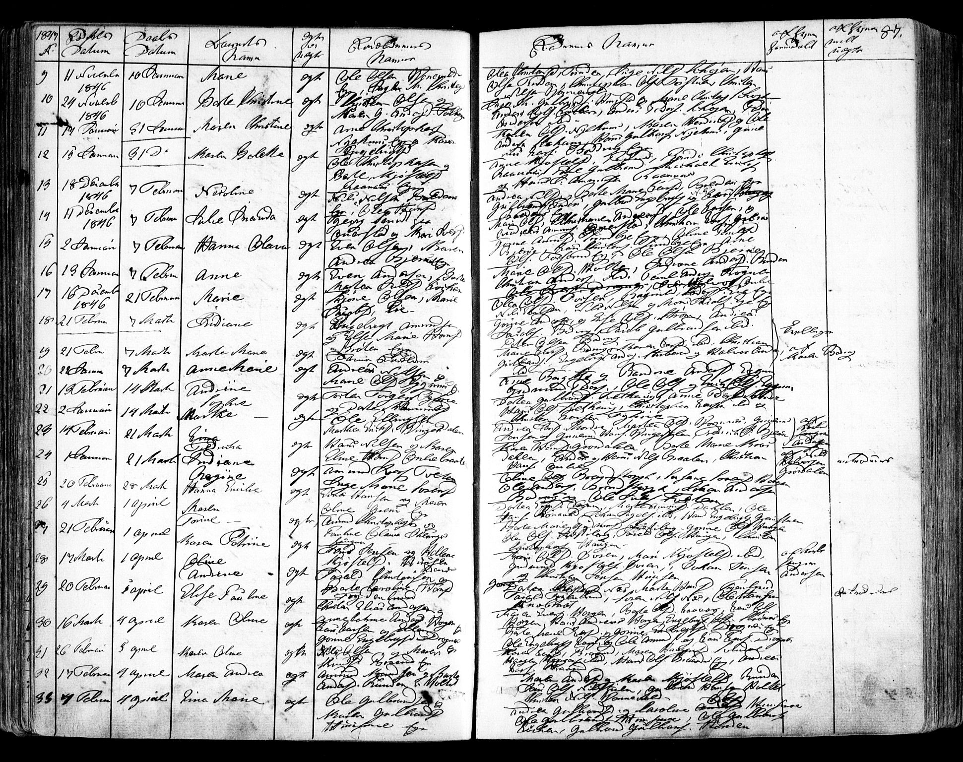 Nes prestekontor Kirkebøker, AV/SAO-A-10410/F/Fa/L0007: Parish register (official) no. I 7, 1846-1858, p. 87