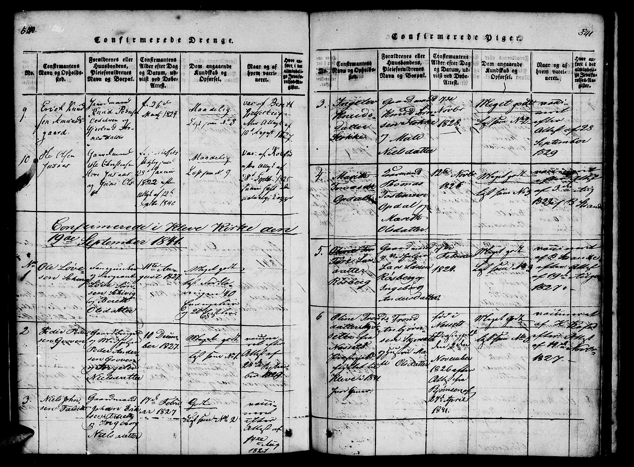 Ministerialprotokoller, klokkerbøker og fødselsregistre - Møre og Romsdal, SAT/A-1454/557/L0679: Parish register (official) no. 557A01, 1818-1843, p. 540-541