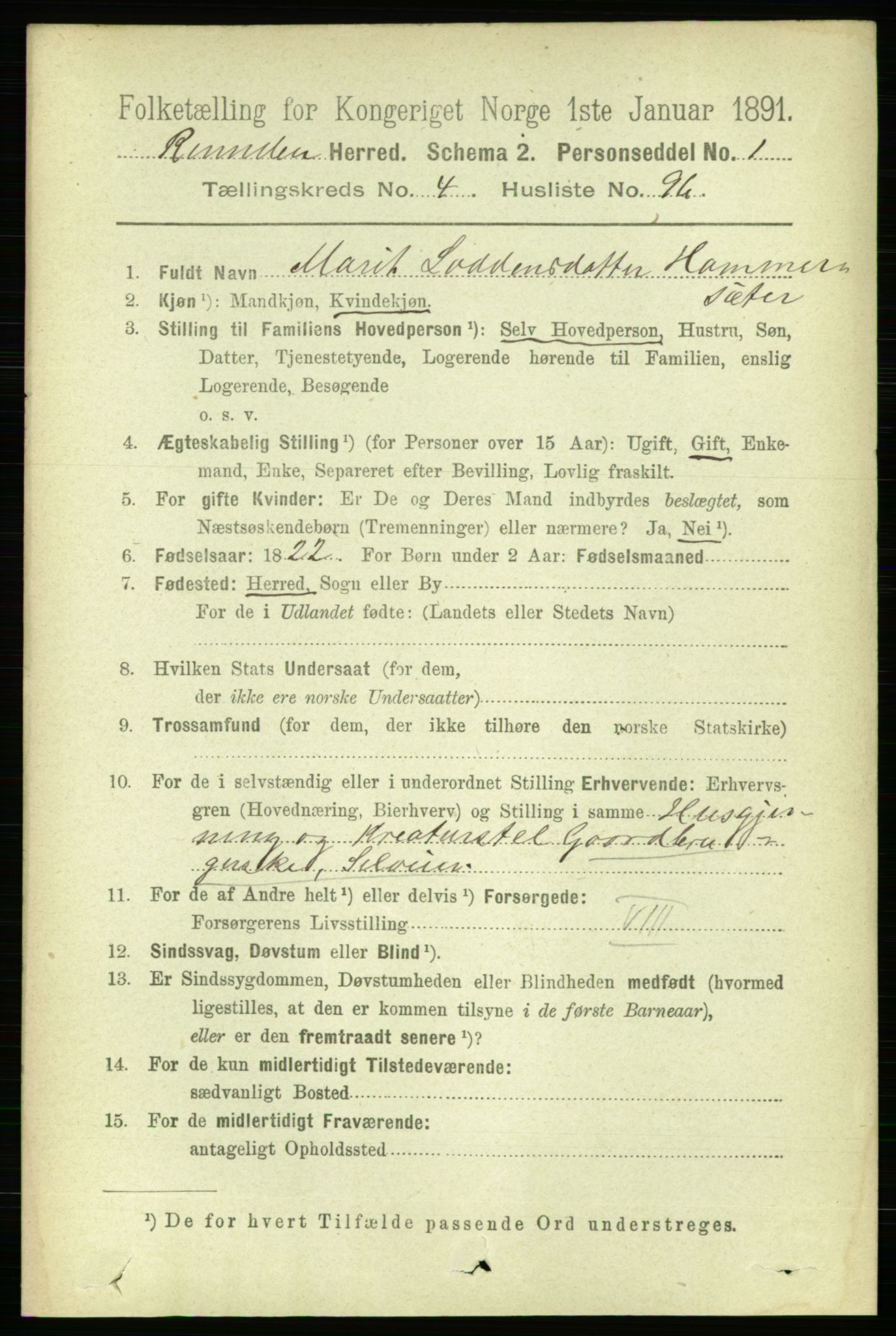 RA, 1891 census for 1635 Rennebu, 1891, p. 2553