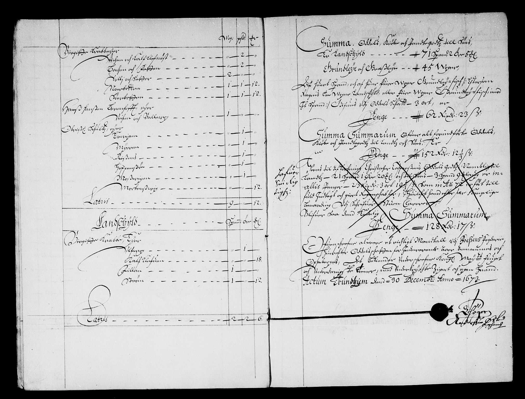 Rentekammeret inntil 1814, Reviderte regnskaper, Stiftamtstueregnskaper, Trondheim stiftamt og Nordland amt, AV/RA-EA-6044/R/Rd/L0037: Trondheim stiftamt, 1673