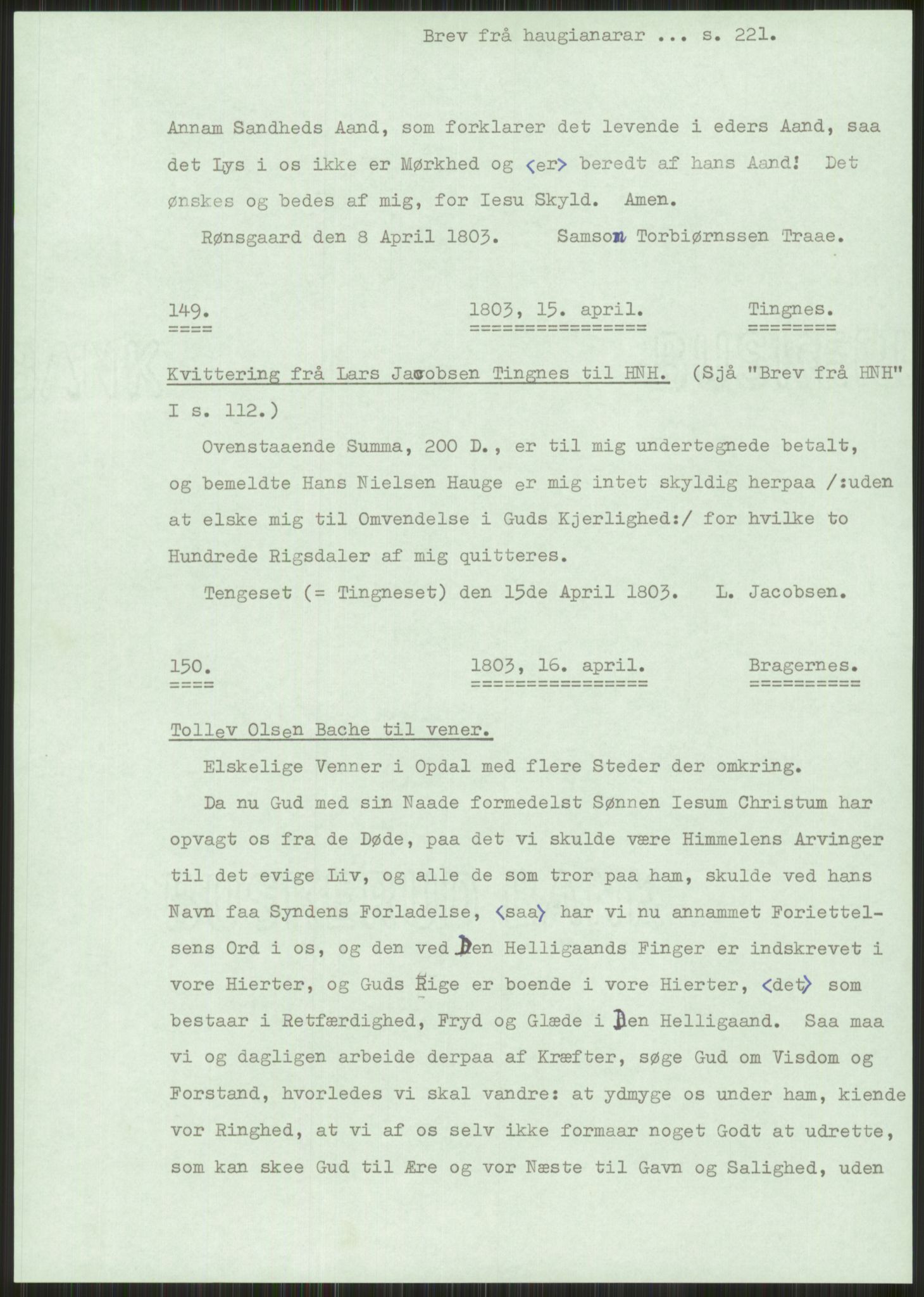 Samlinger til kildeutgivelse, Haugianerbrev, AV/RA-EA-6834/F/L0001: Haugianerbrev I: 1760-1804, 1760-1804, p. 221