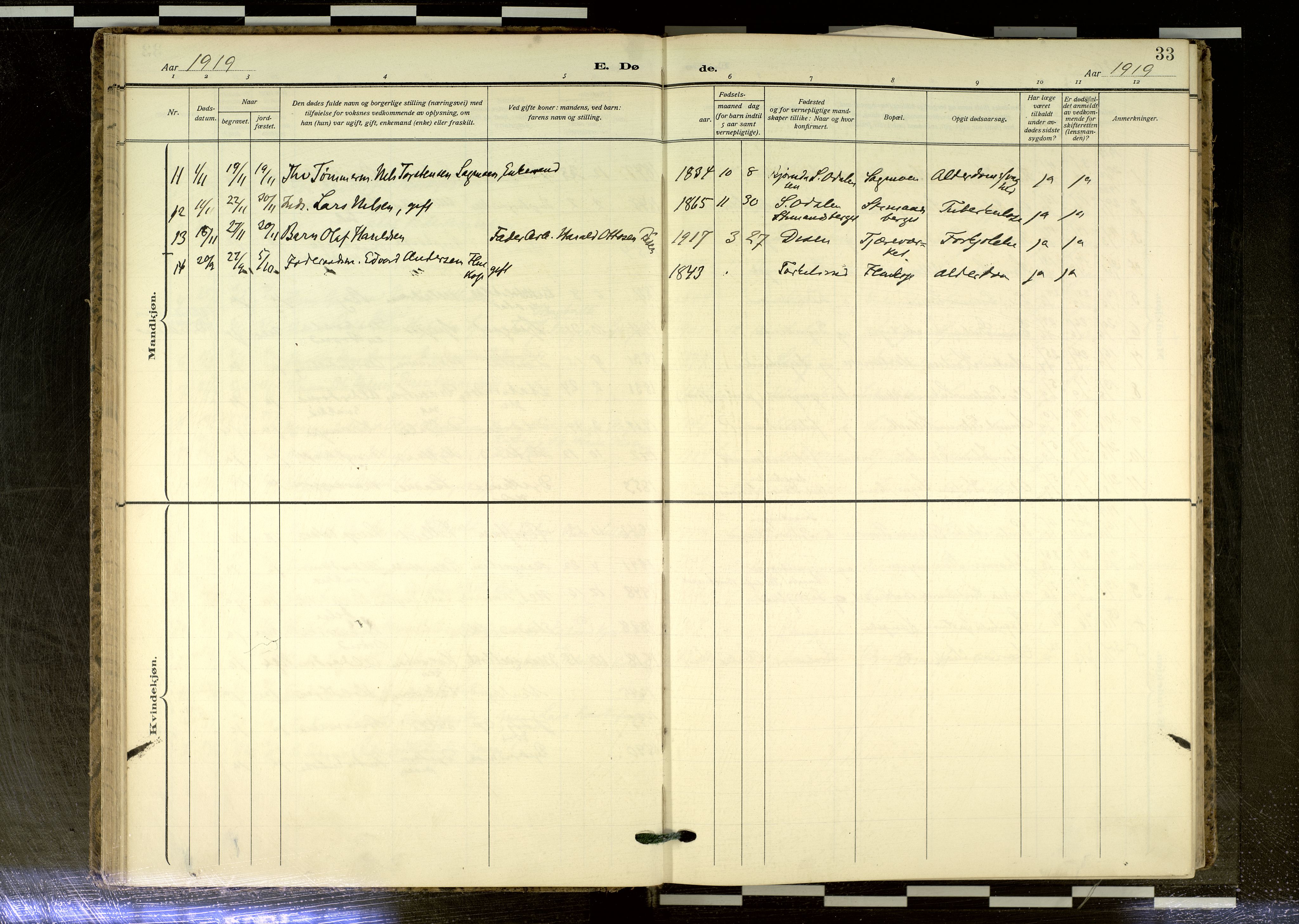 Sør-Odal prestekontor, AV/SAH-PREST-030/H/Ha/Haa/L0020: Parish register (official) no. 20, 1906-2012, p. 33