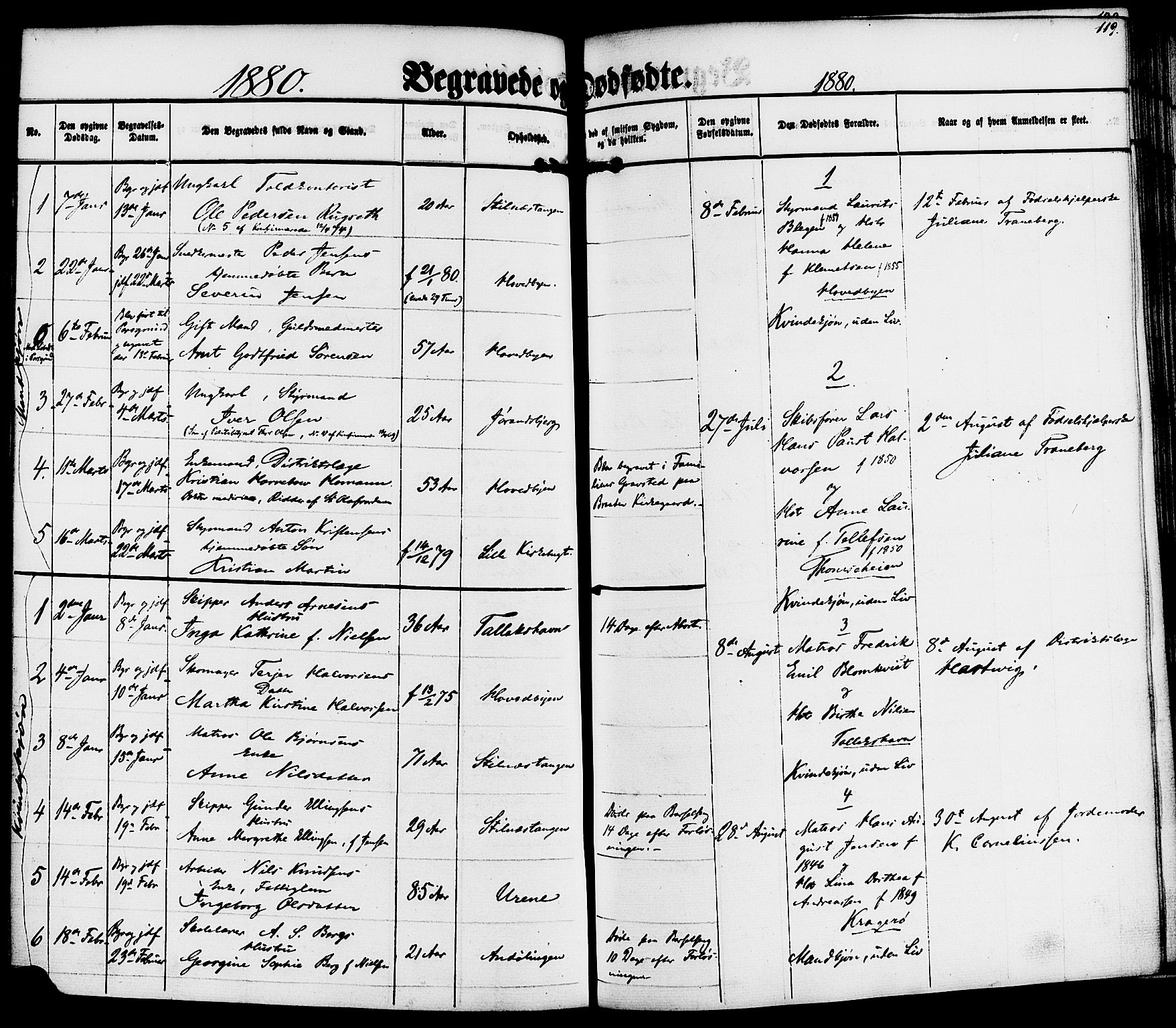 Kragerø kirkebøker, AV/SAKO-A-278/F/Fa/L0010: Parish register (official) no. 10, 1861-1885, p. 119