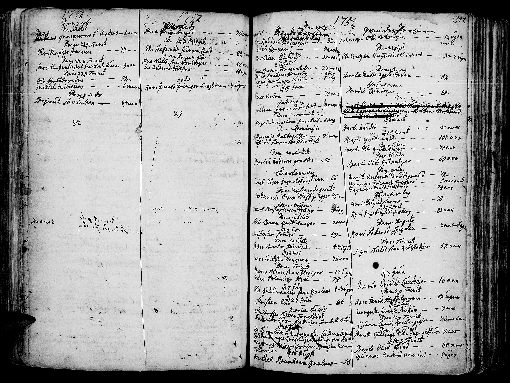 Vang prestekontor, Hedmark, AV/SAH-PREST-008/H/Ha/Haa/L0003: Parish register (official) no. 3, 1734-1809, p. 244