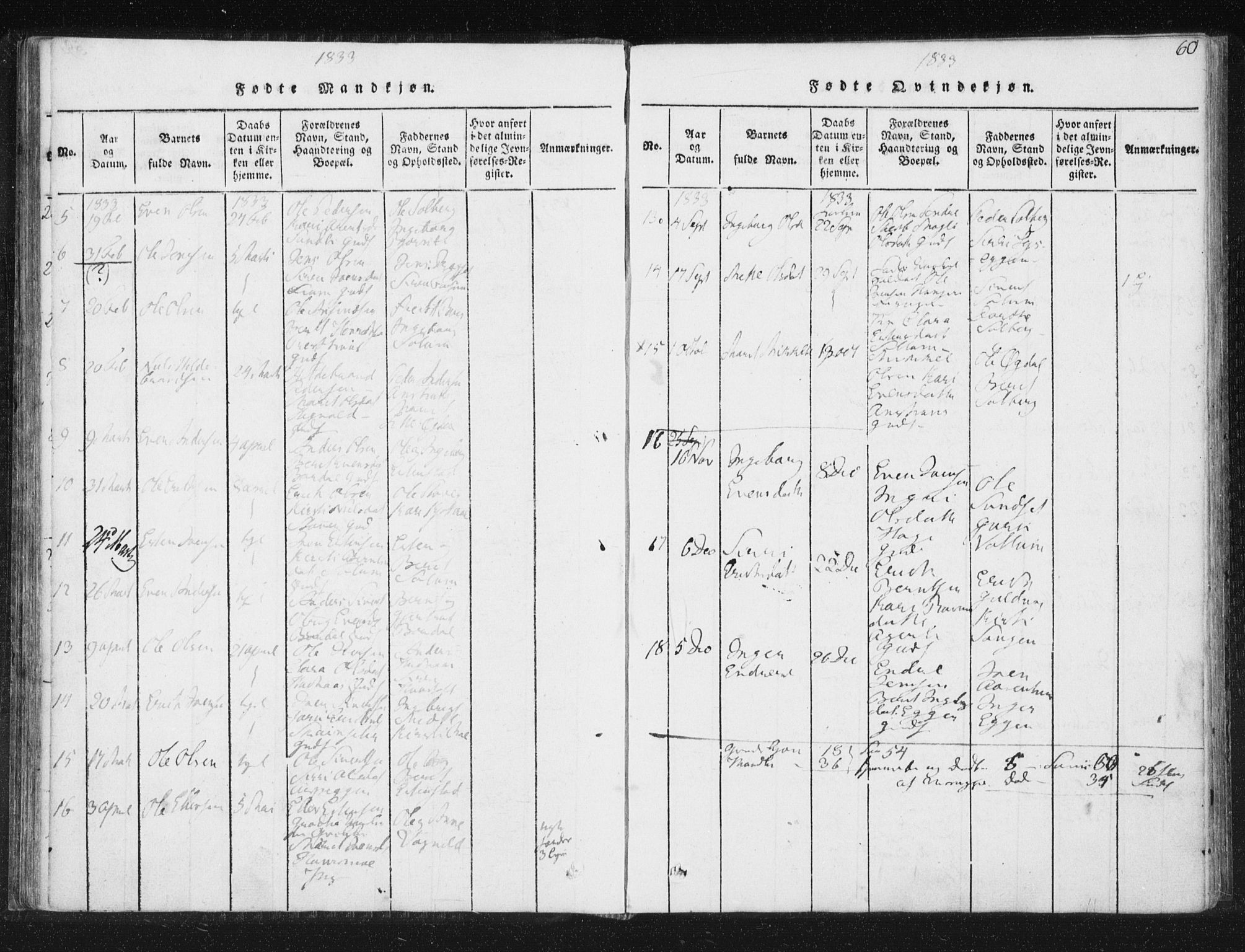 Ministerialprotokoller, klokkerbøker og fødselsregistre - Sør-Trøndelag, SAT/A-1456/689/L1037: Parish register (official) no. 689A02, 1816-1842, p. 60