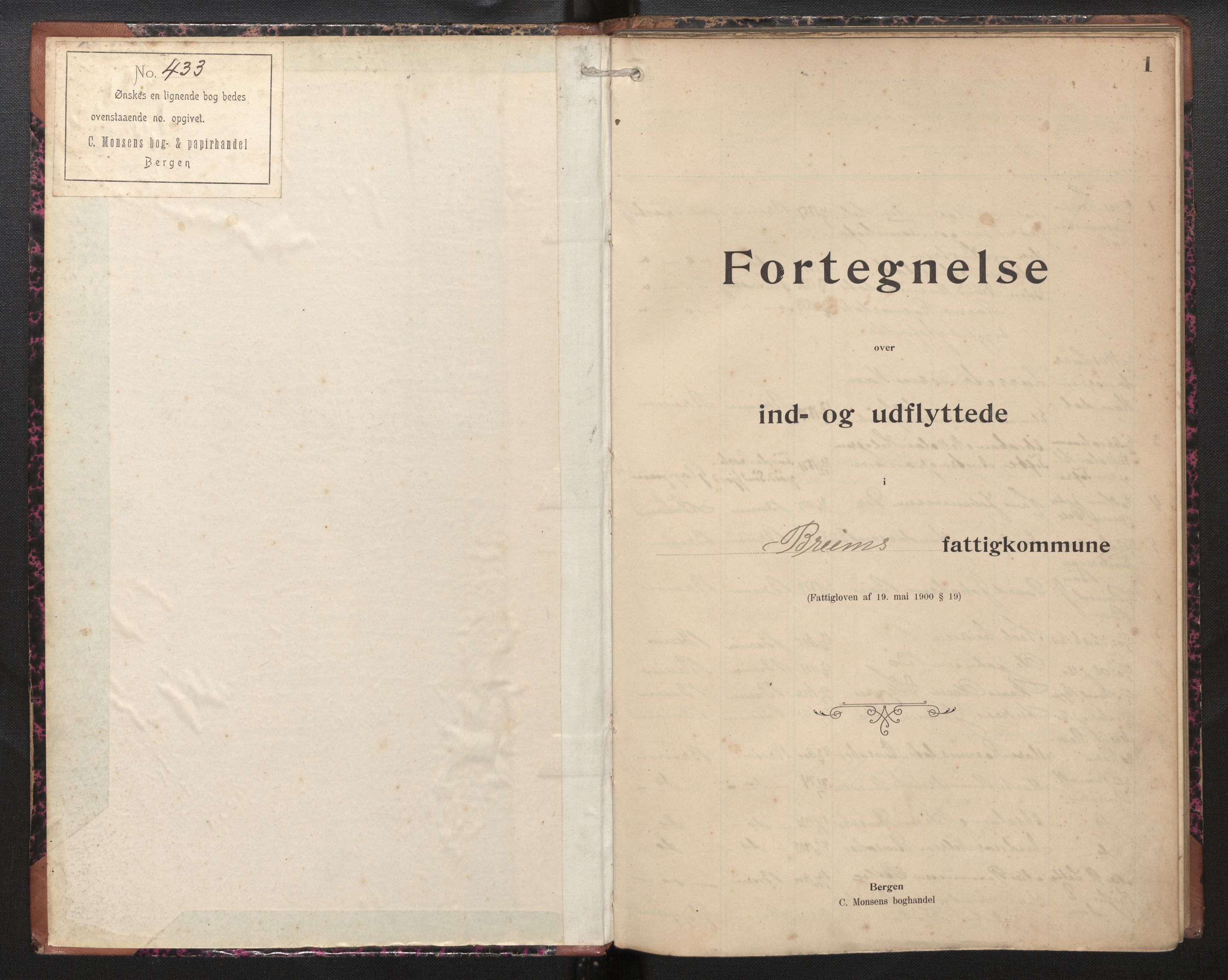 Lensmannen i Gloppen og Breim, AV/SAB-A-27801/0020/L0001: Protokoll over inn- og utflytte, Breim, 1901-1942