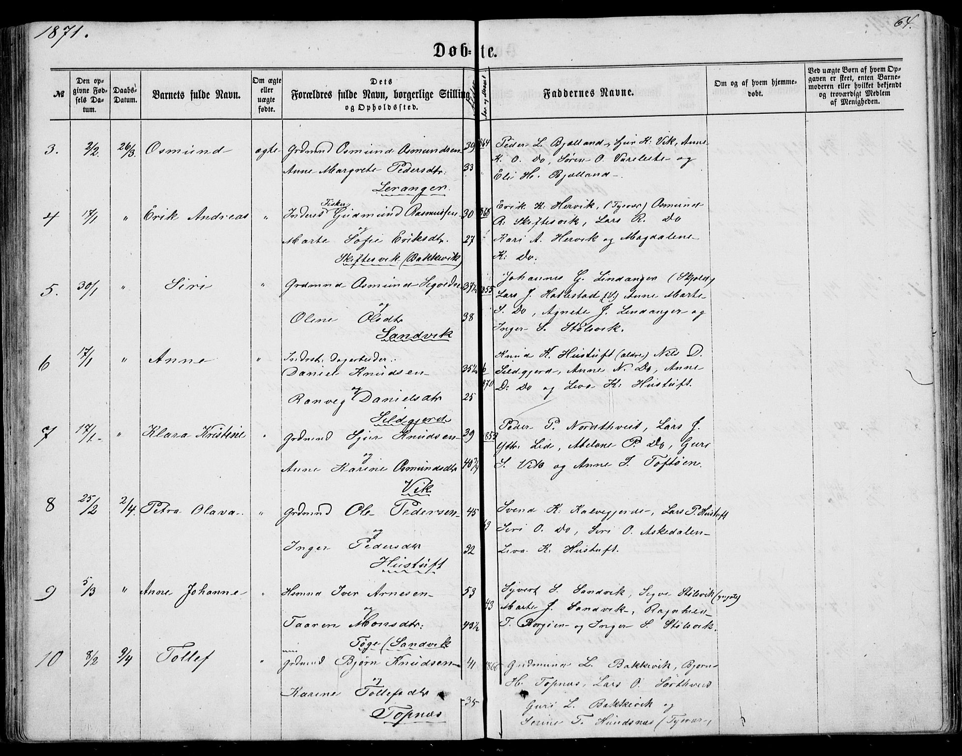 Nedstrand sokneprestkontor, AV/SAST-A-101841/01/IV: Parish register (official) no. A 9, 1861-1876, p. 64