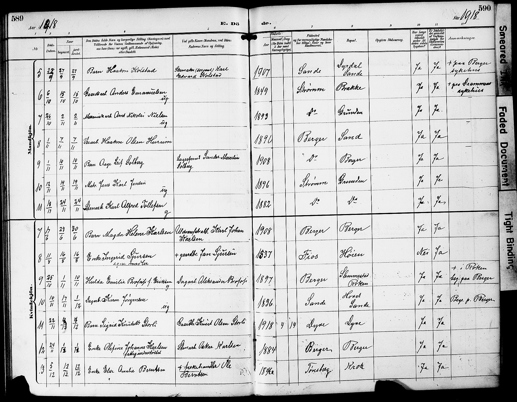 Strømm kirkebøker, AV/SAKO-A-322/G/Ga/L0004: Parish register (copy) no. I 4, 1897-1927, p. 589-590