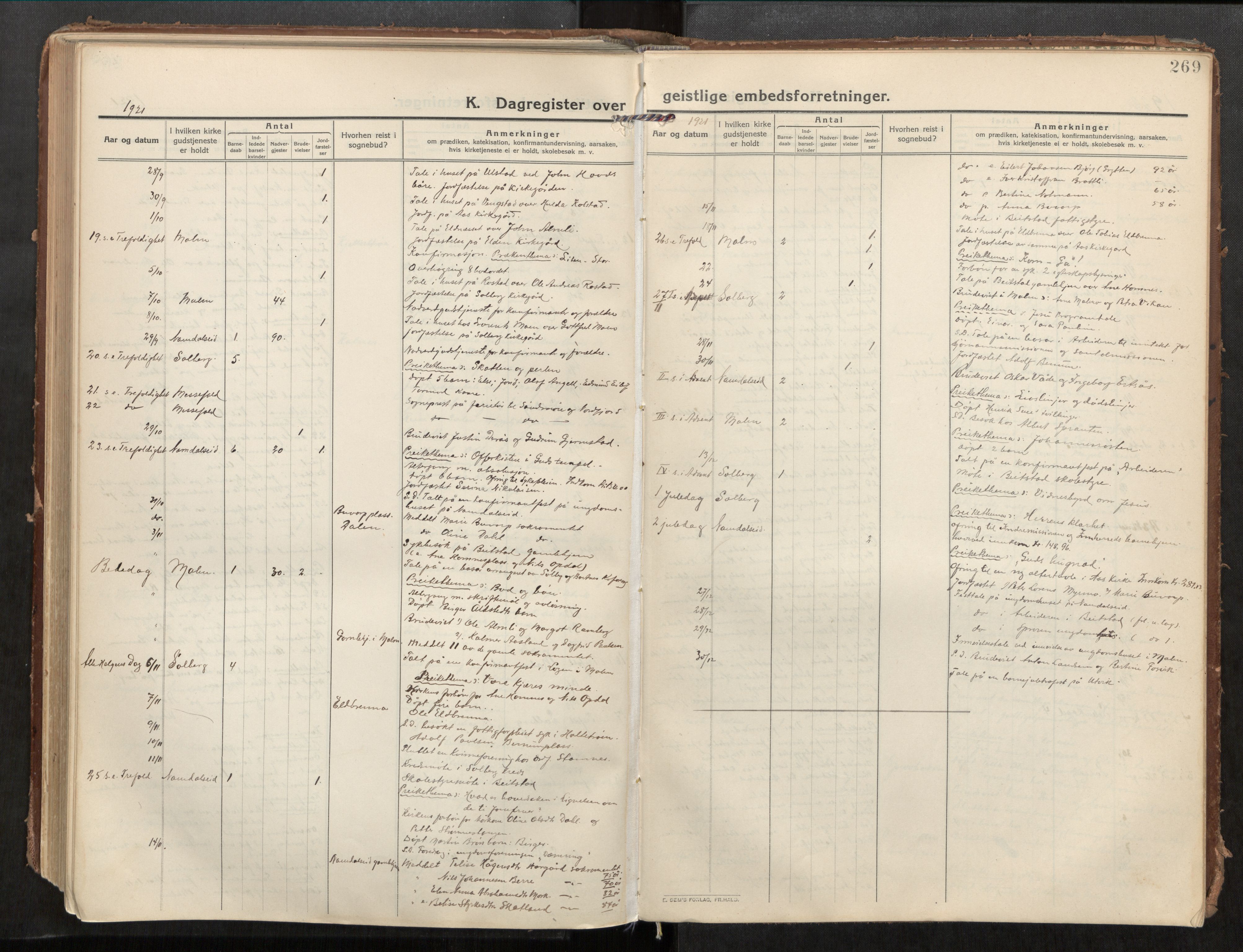 Beitstad sokneprestkontor, SAT/A-1162/I/I1/I1a/L0001: Parish register (official) no. 1, 1912-1927, p. 269