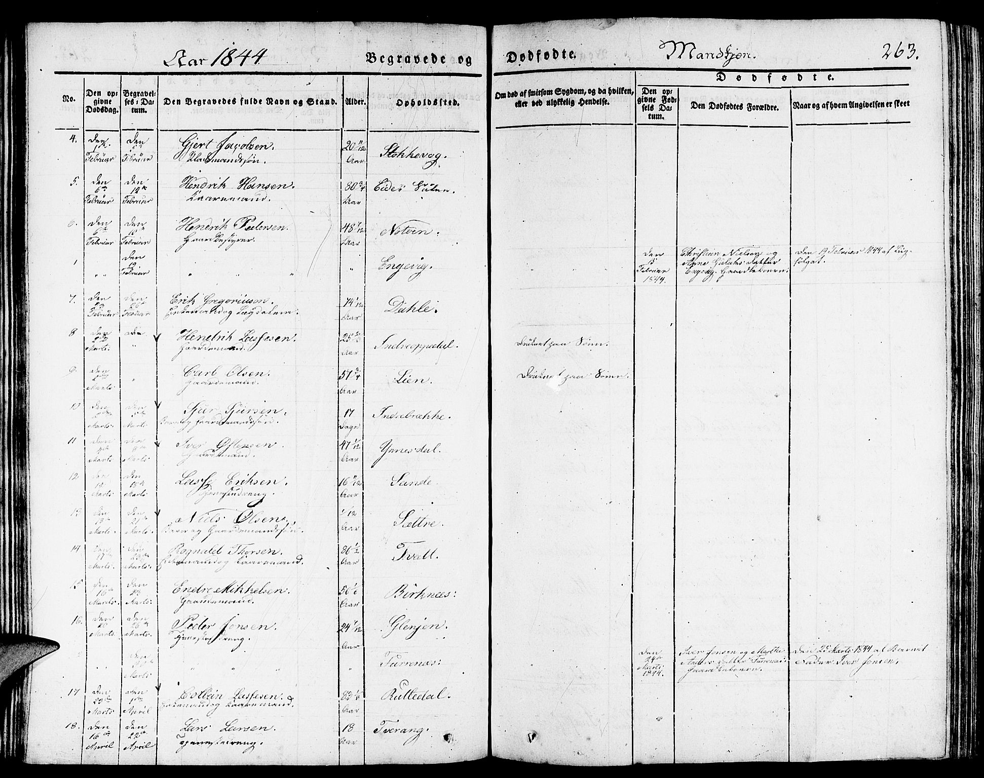 Gulen sokneprestembete, AV/SAB-A-80201/H/Haa/Haaa/L0020: Parish register (official) no. A 20, 1837-1847, p. 263