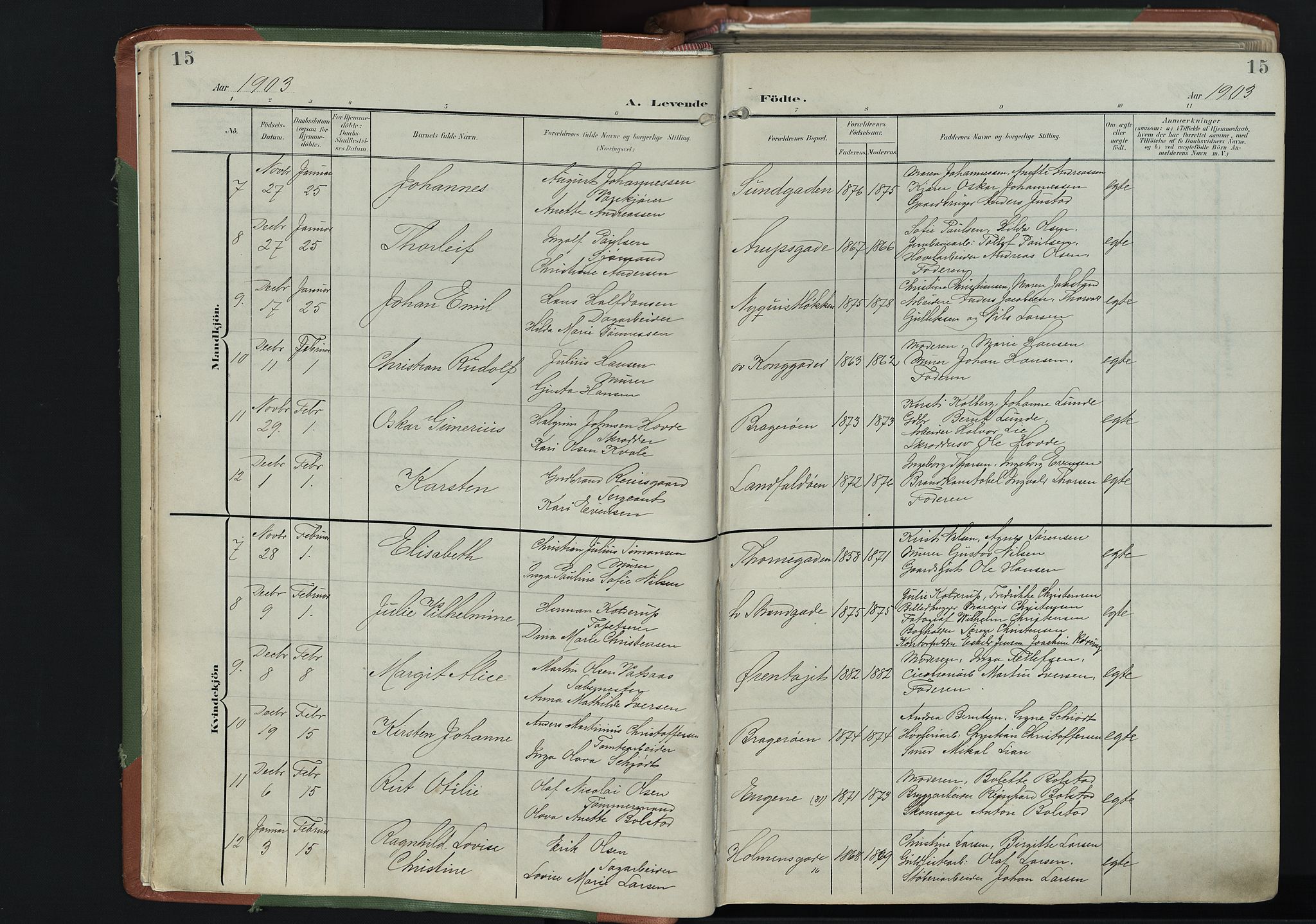 Bragernes kirkebøker, AV/SAKO-A-6/F/Fb/L0009: Parish register (official) no. II 9, 1902-1911, p. 15