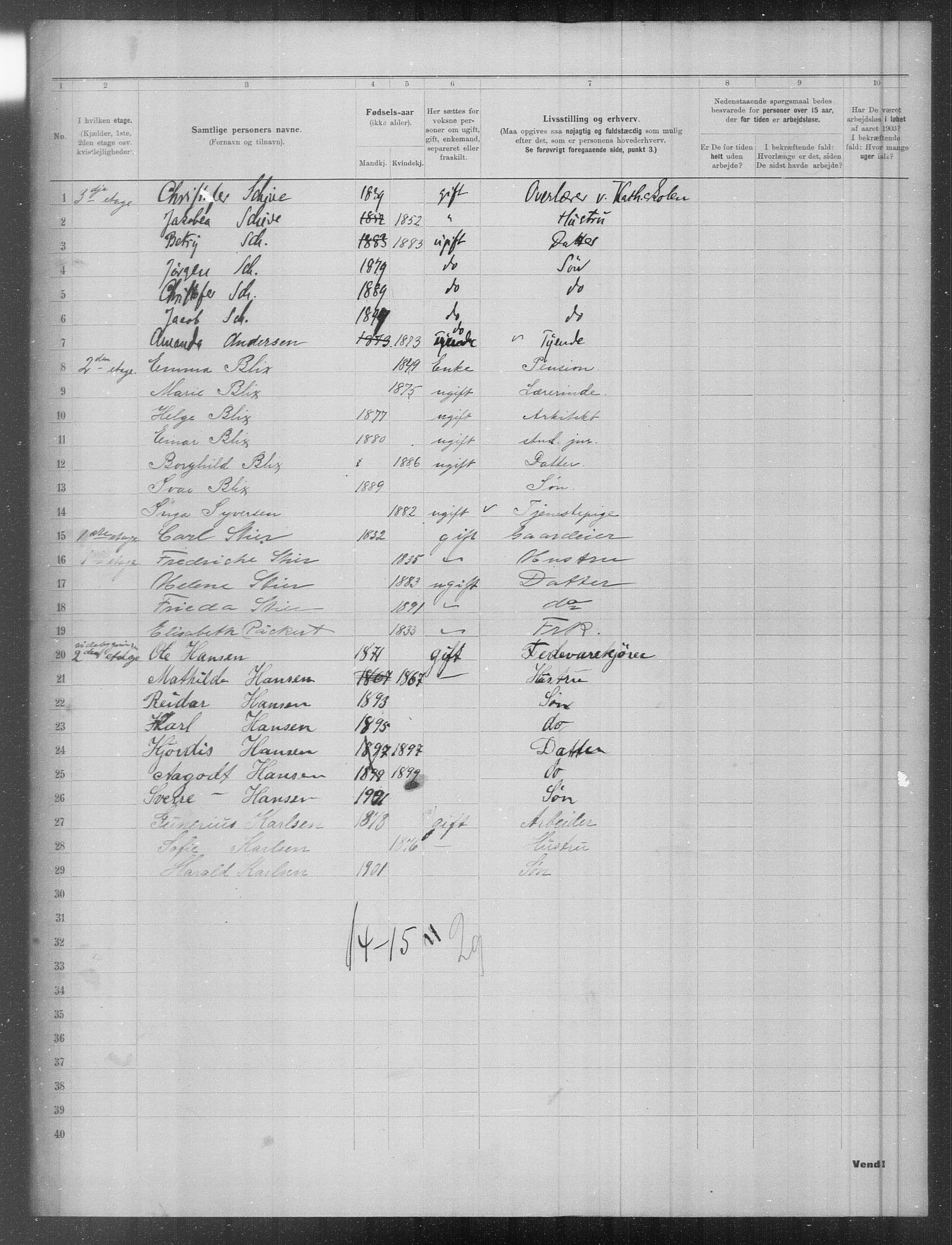 OBA, Municipal Census 1903 for Kristiania, 1903, p. 7984